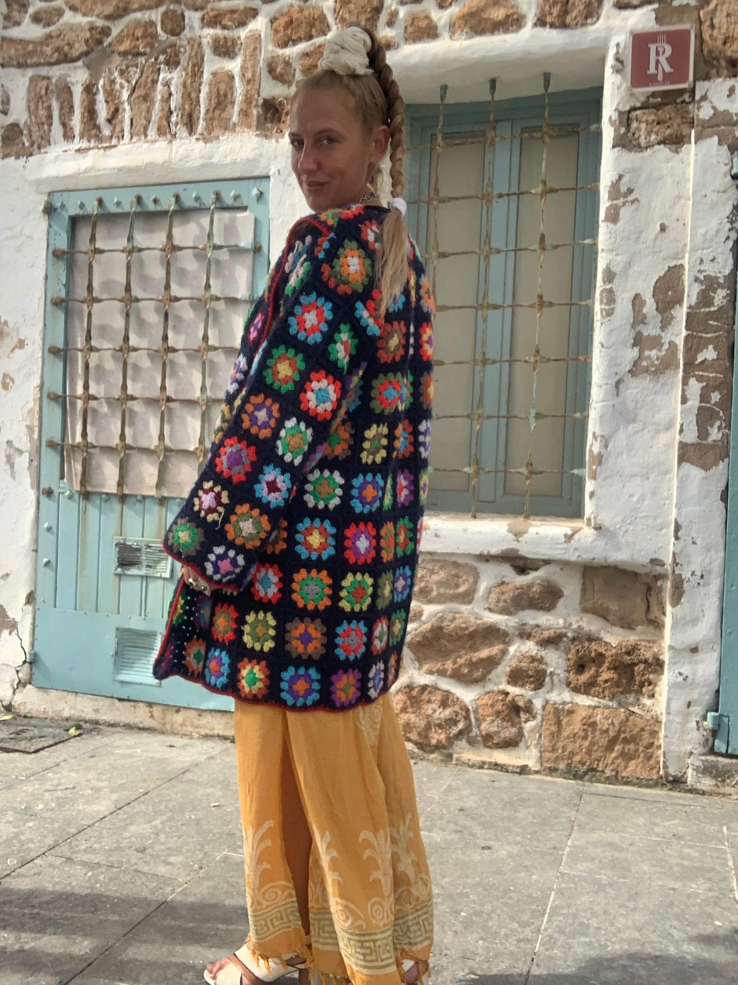 Upcycled Vintage Wool Crochet Jacket – Handmade by Vagabond Ibiza