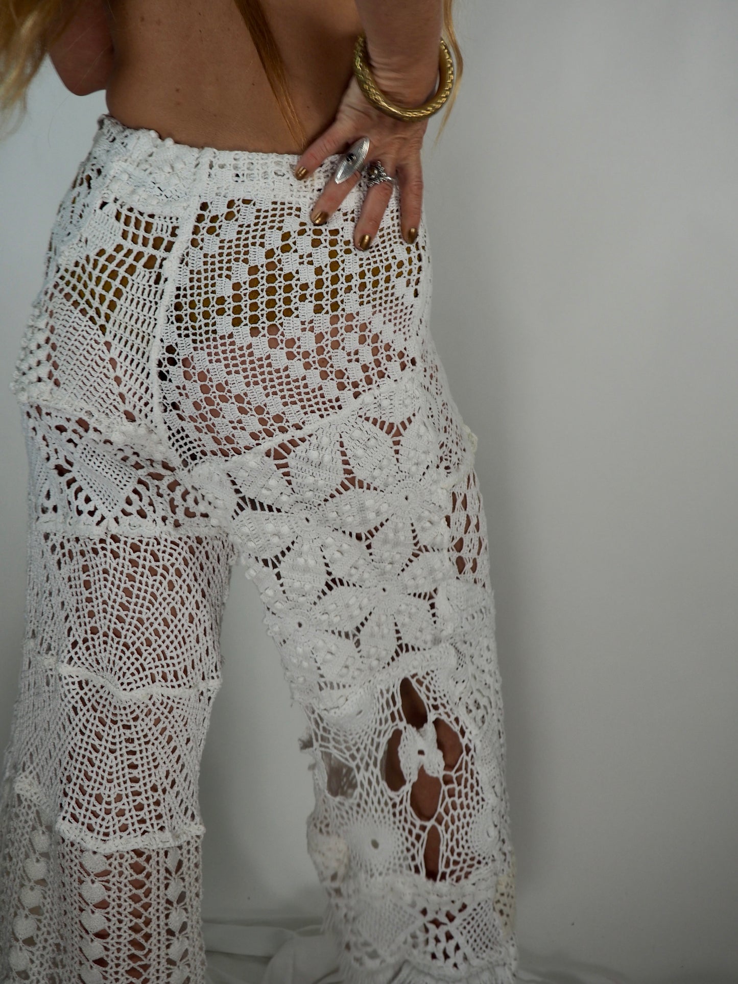 Introducing the *Handmade Patchwork Crochet Pants* by Vagabond Ibiza