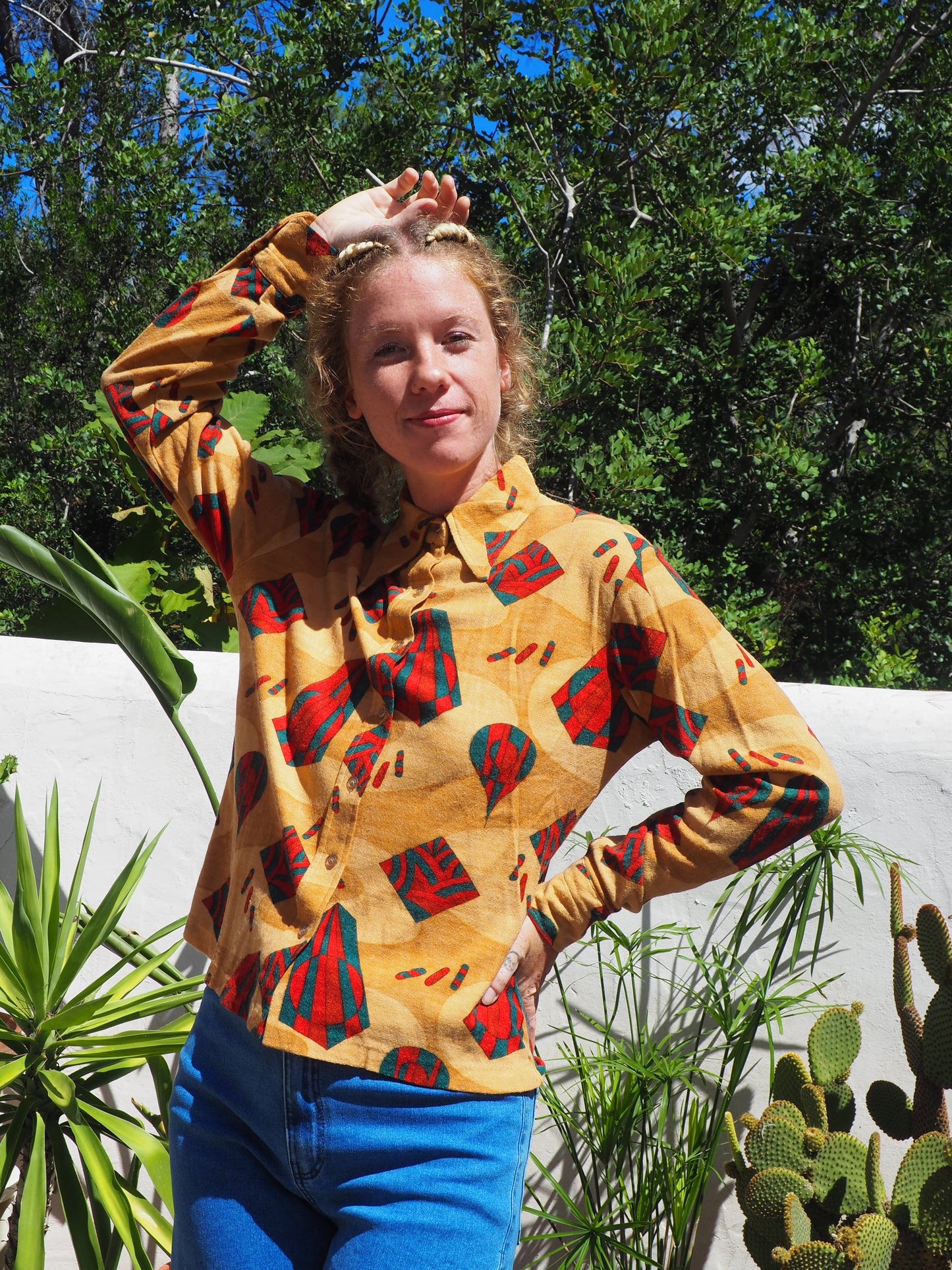 Vintage 1970’s abstract printed shirt with oversized collar