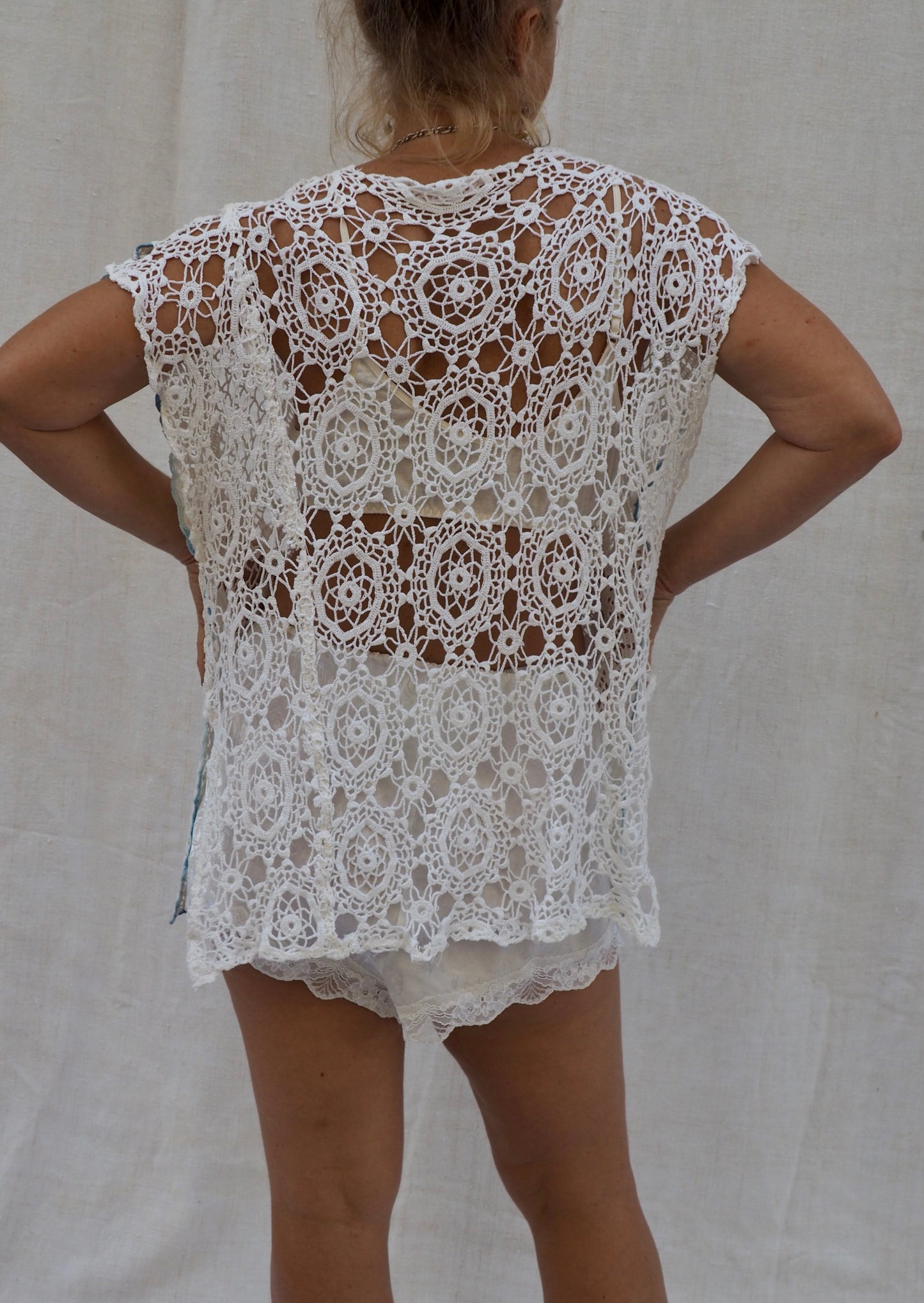 Up-cycled Vintage Crochet Lace Top – Handmade by Vagabond Ibiza