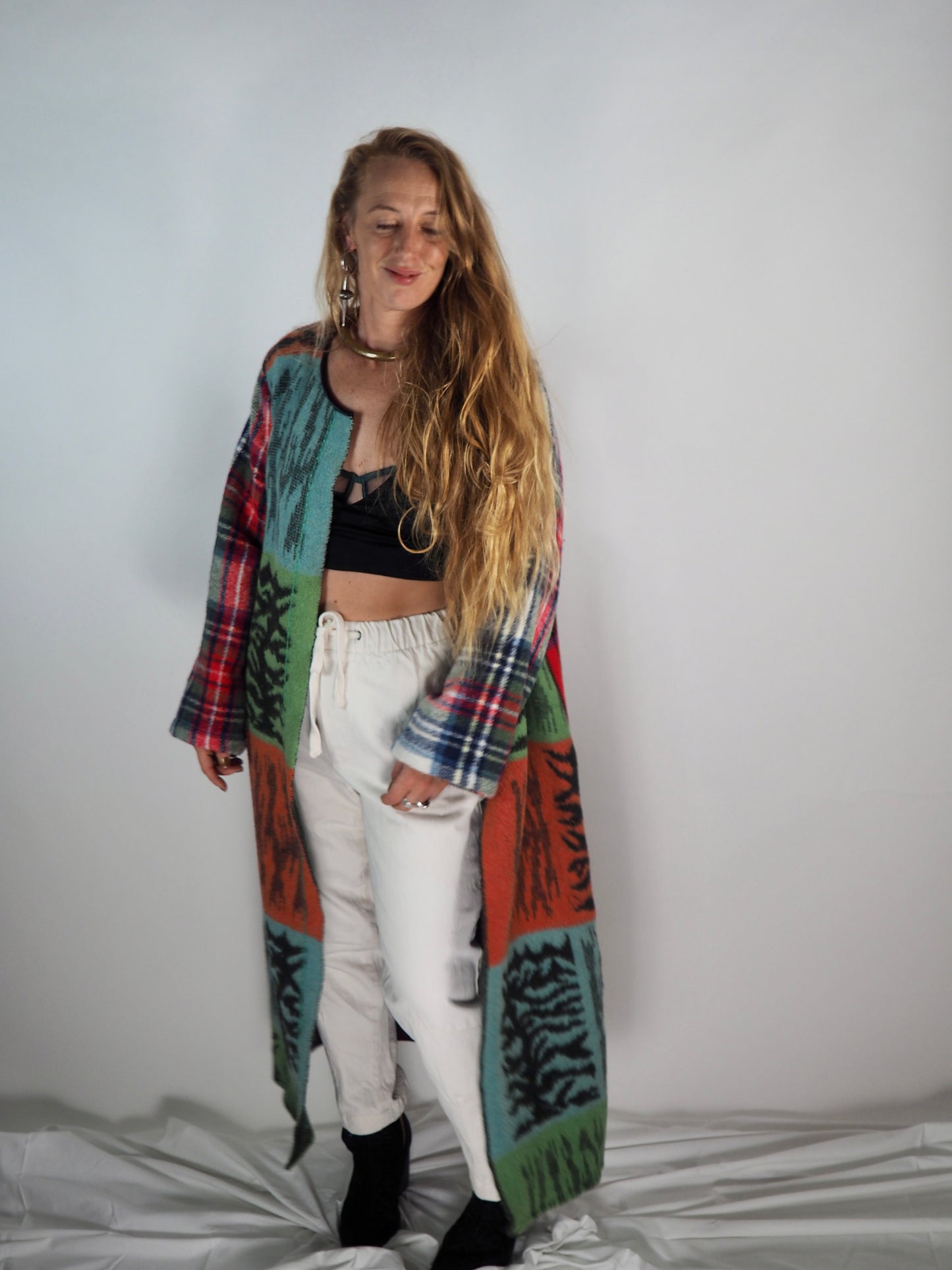 Vintage 1970s Upcycled Wall Blanket Coat by Vagabond Ibiza