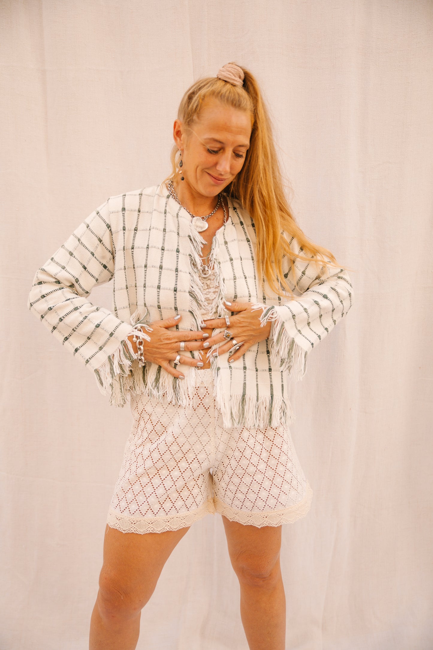 Up-cycled Cropped Woven Jacket – Handmade by Vagabond Ibiza