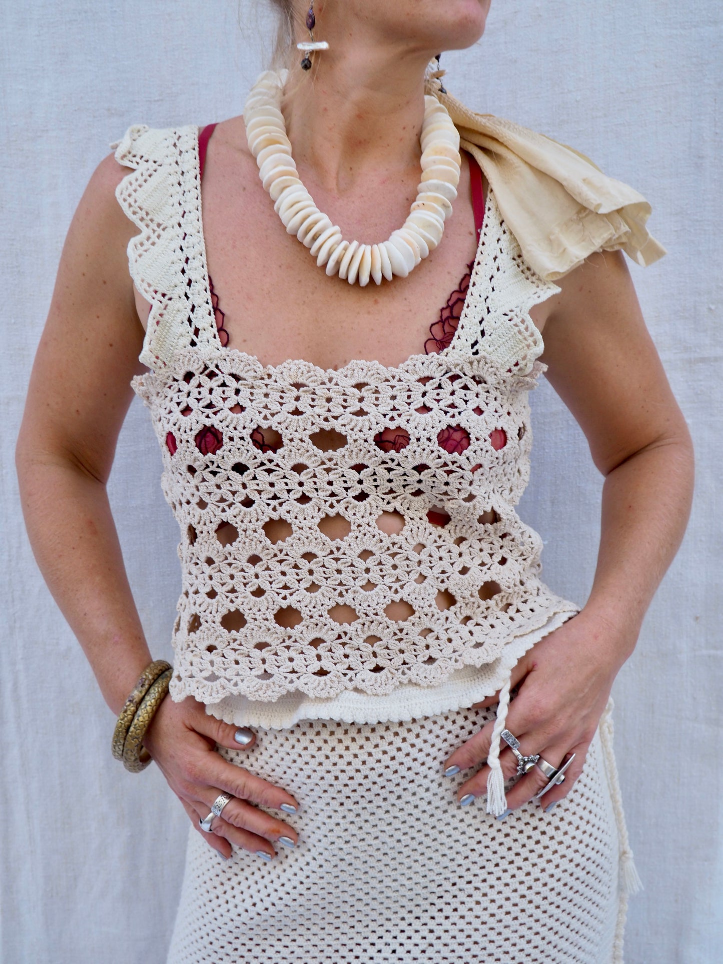 Up-cycled Vintage 1970s Crochet Top – Handmade by Vagabond Ibiza