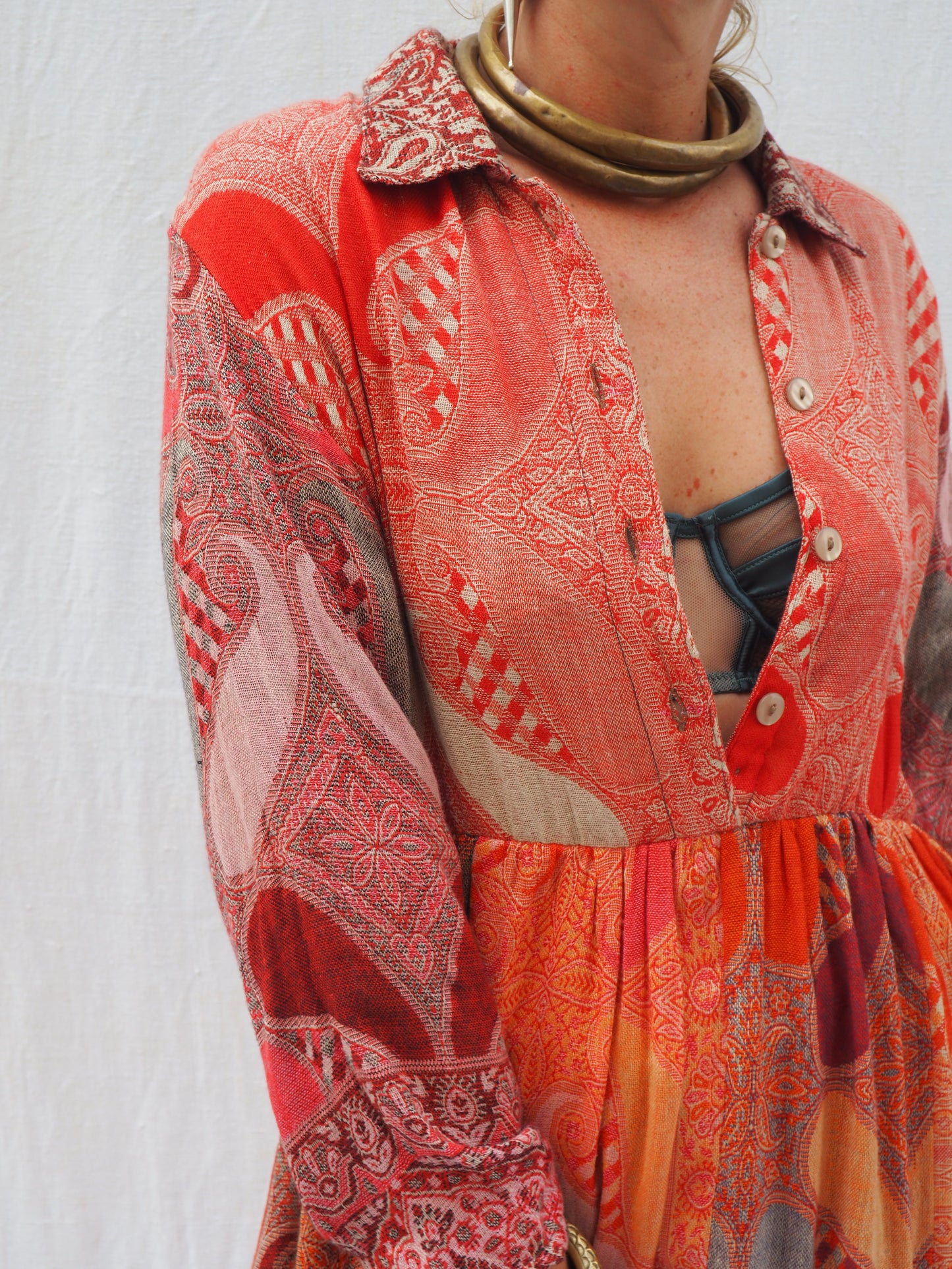 Vintage 1970s Indian Scarf Dress