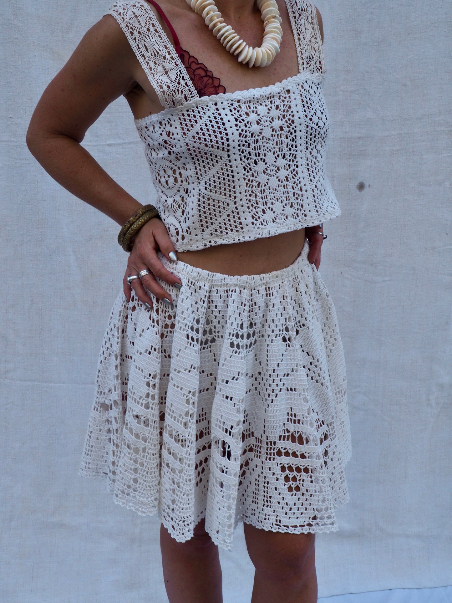 Up-cycled Vintage Crochet Skirt – Handmade Bohemian Style