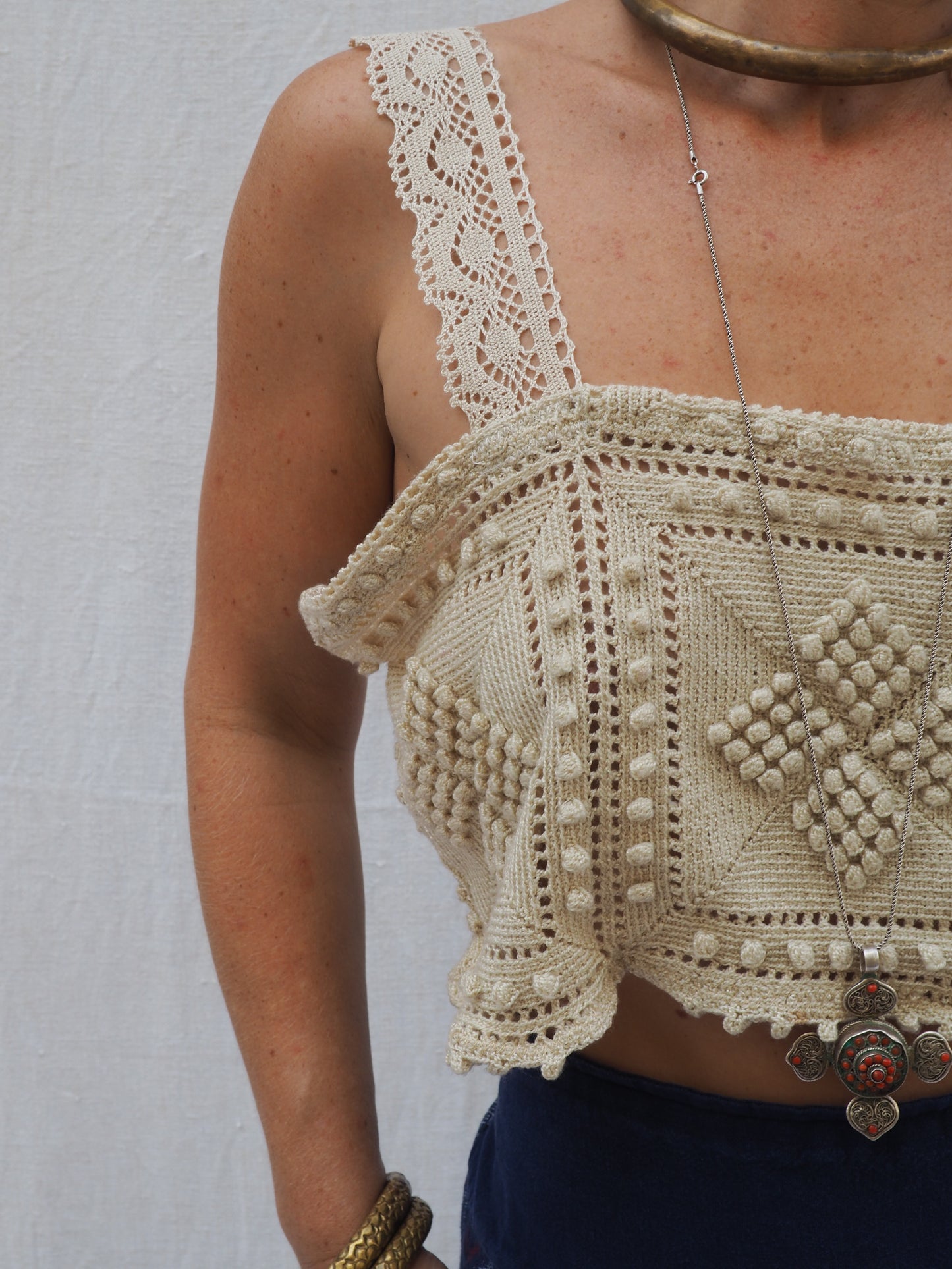 Upcycled Vintage Crochet Crop Top by Vagabond Ibiza