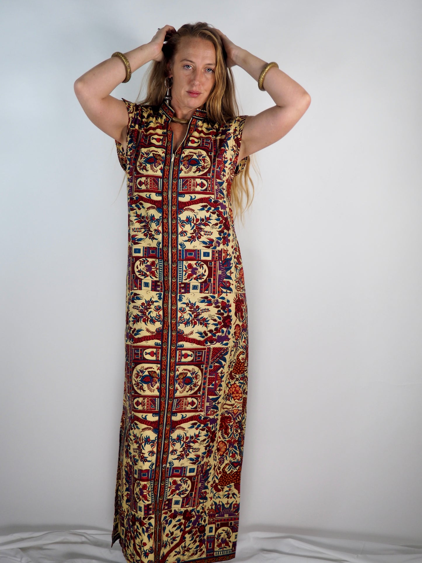 Vintage 1970s Printed Cotton Dress with bold print