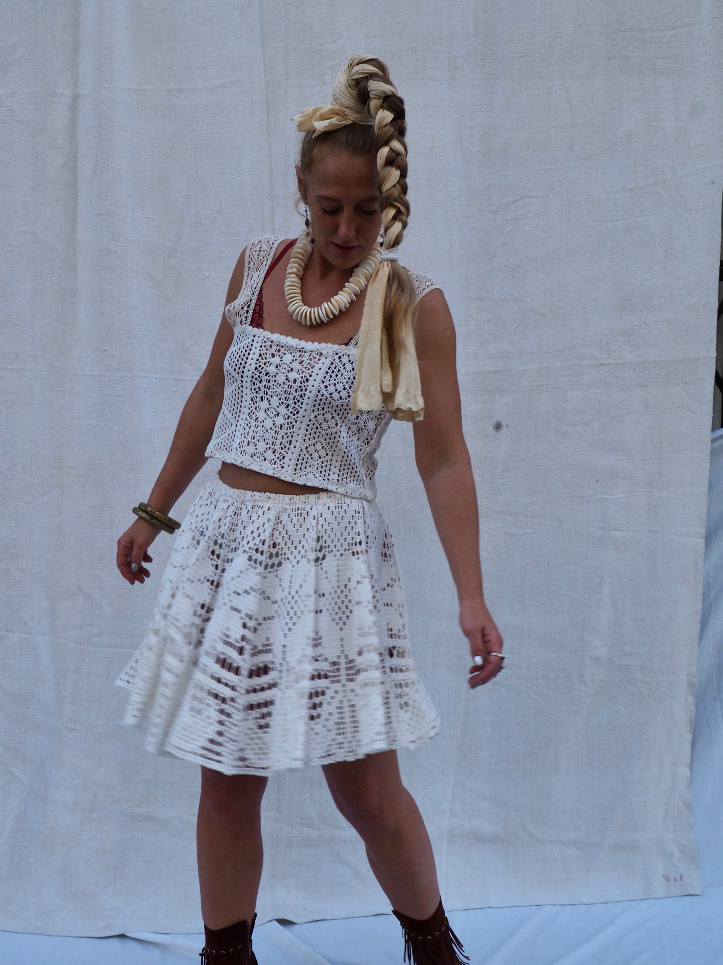 Up-cycled Vintage Crochet Skirt – Handmade Bohemian Style