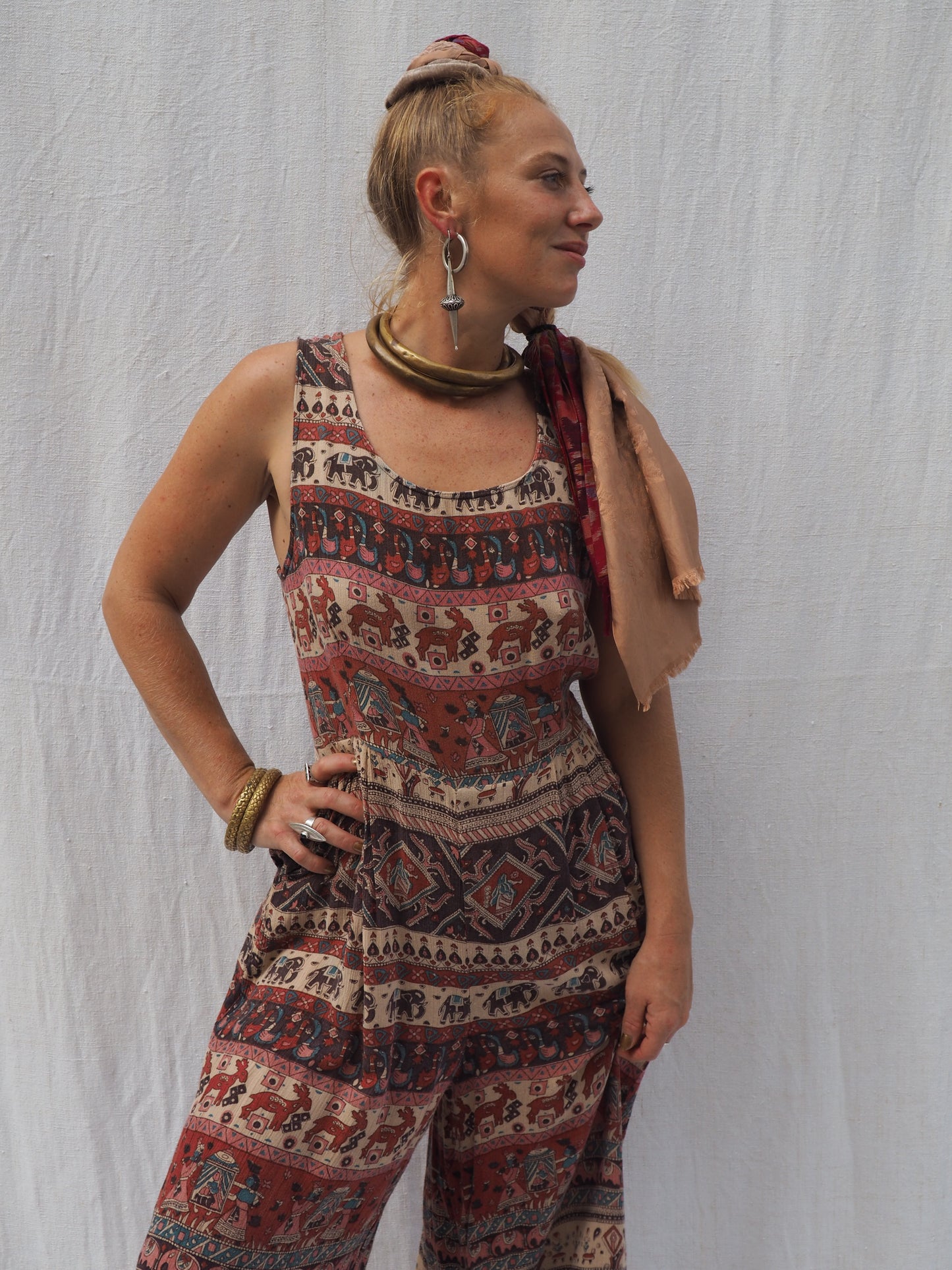 Vintage 1970s Indian Cotton Jumpsuit