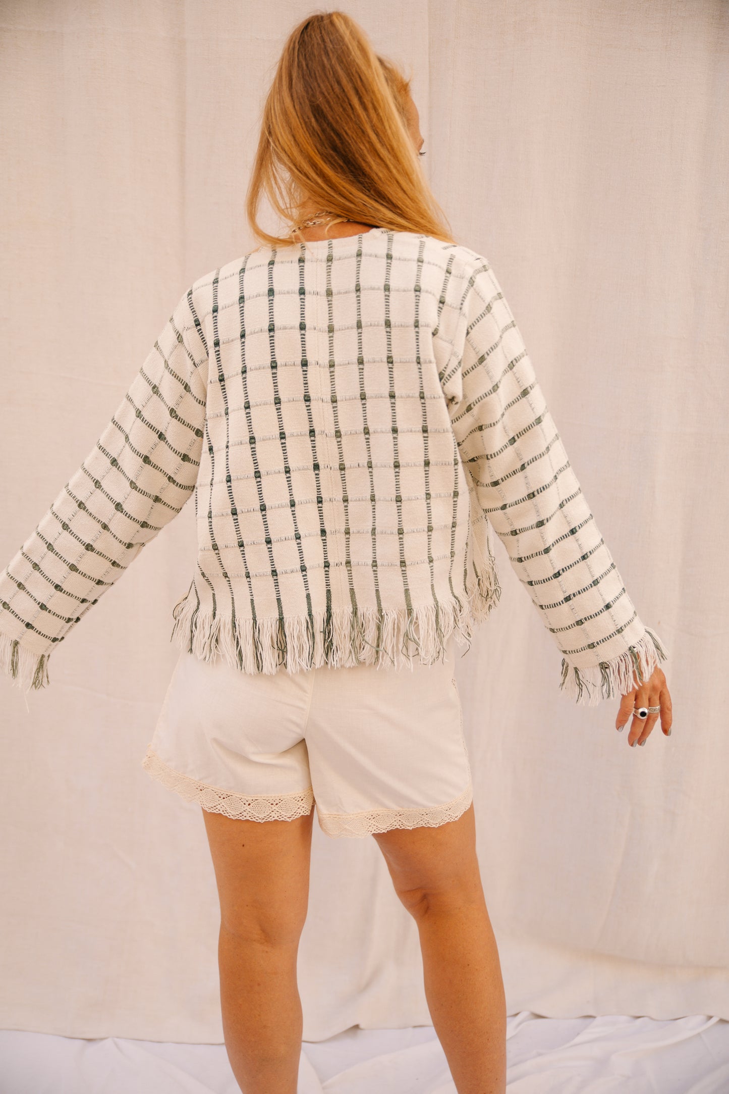 Up-cycled Cropped Woven Jacket – Handmade by Vagabond Ibiza