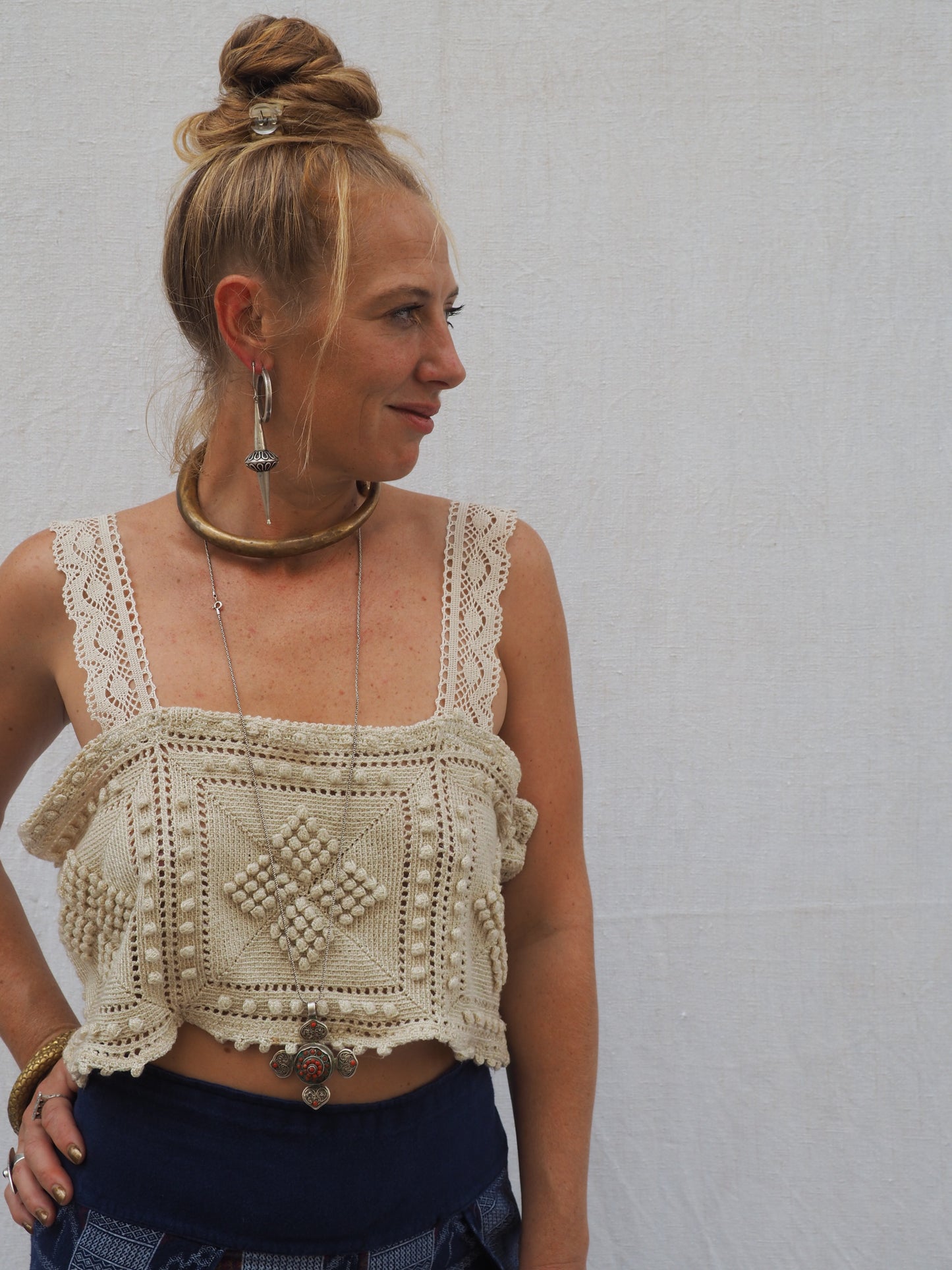 Upcycled Vintage Crochet Crop Top by Vagabond Ibiza