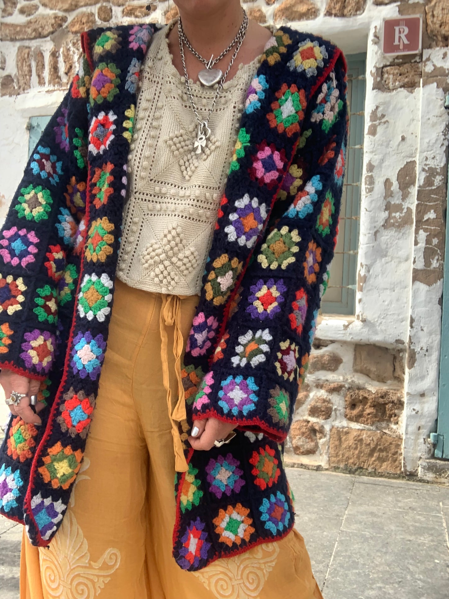 Upcycled Vintage Wool Crochet Jacket – Handmade by Vagabond Ibiza