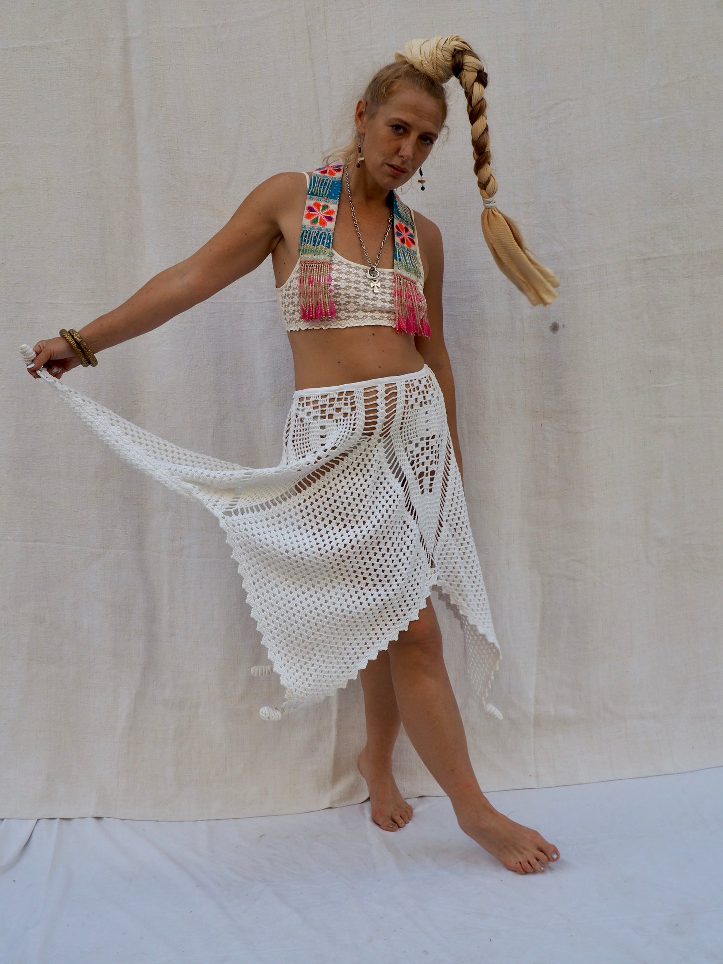 Up-cycled Vintage Crochet Skirt – Handmade by Vagabond Ibiza