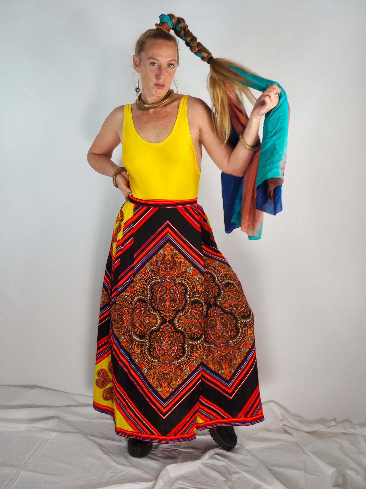 Vintage 1970s Wrap Skirt – Bold Bohemian Elegance