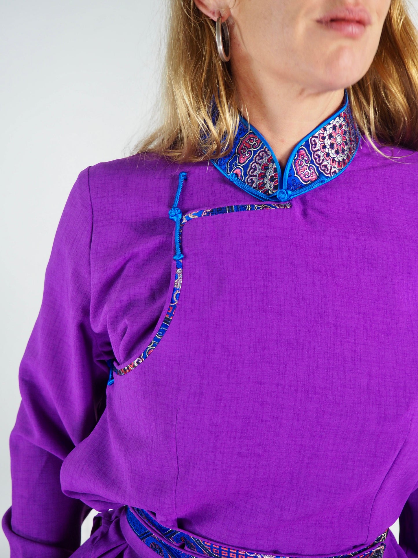 Vintage 1970s Thai Blouse a striking piece that exudes timeless elegance with its rich color and exquisite detailing