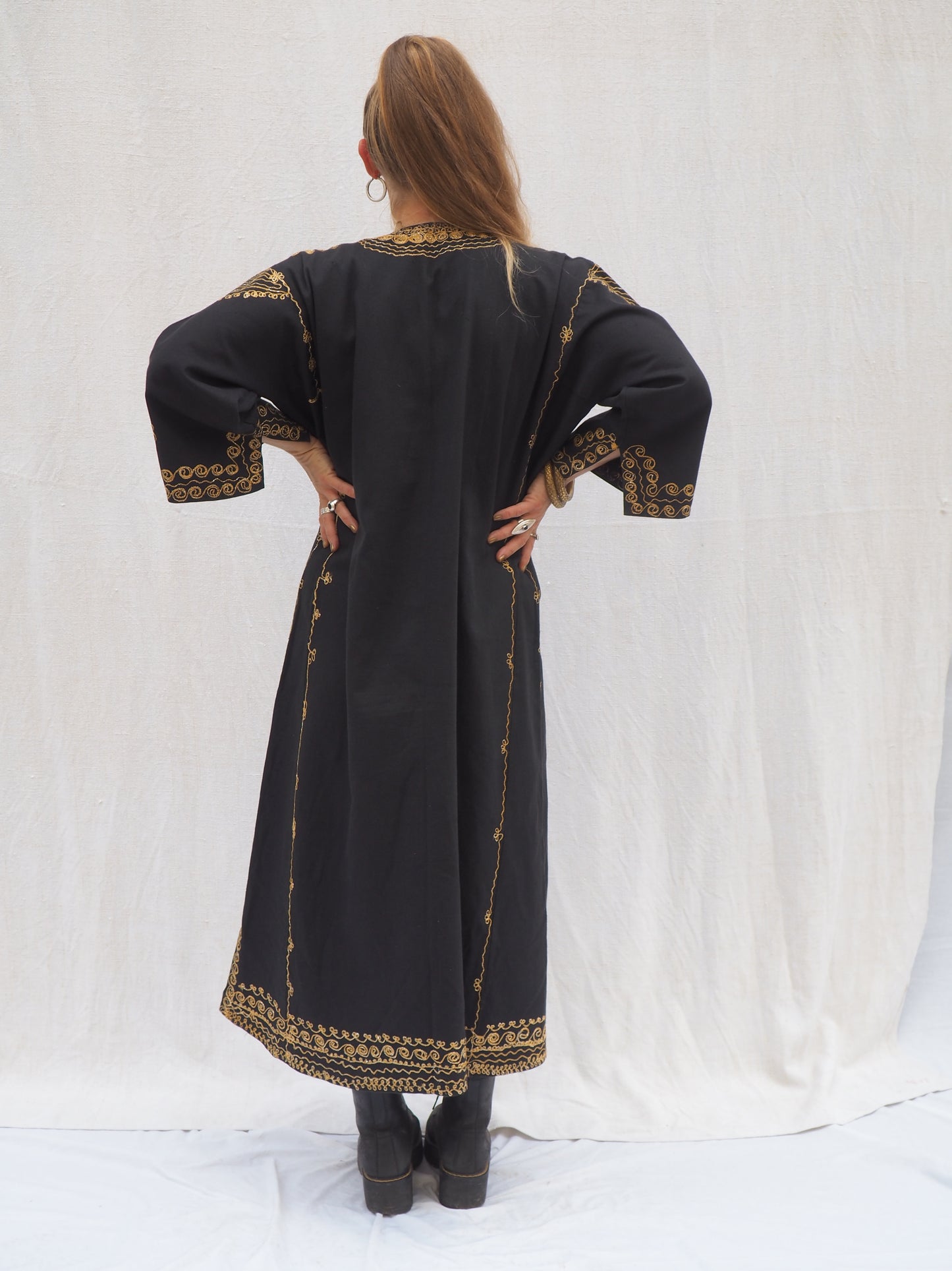 Vintage Moroccan Arabic Style Dress with Gold Embellishment