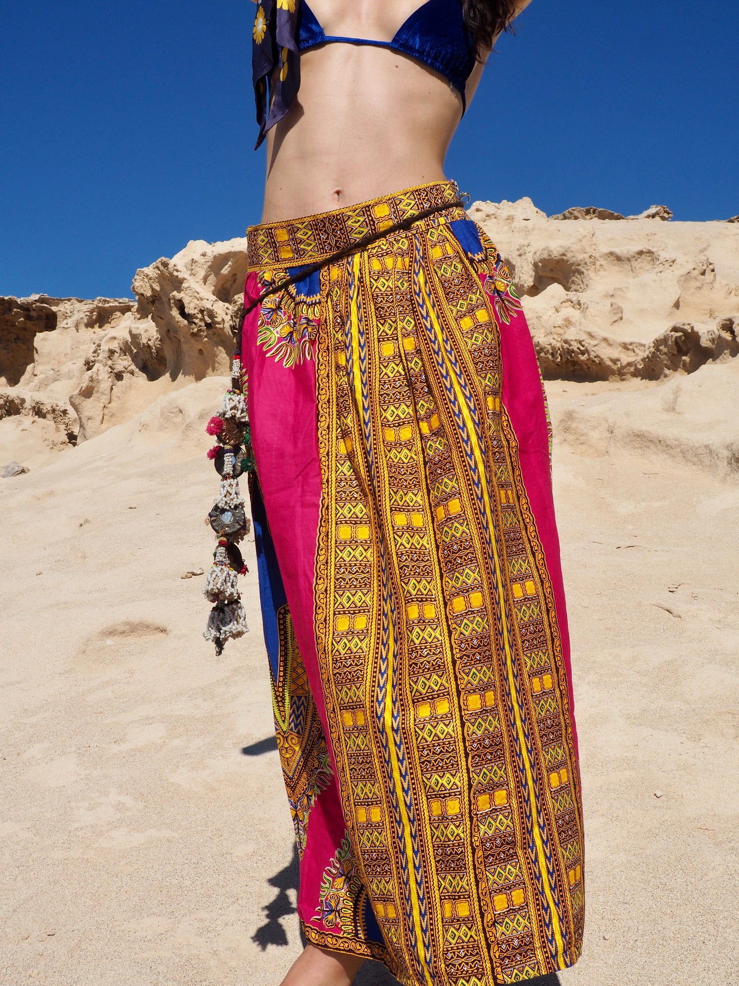 Vibrant Pink African Print Cotton Maxi Skirt