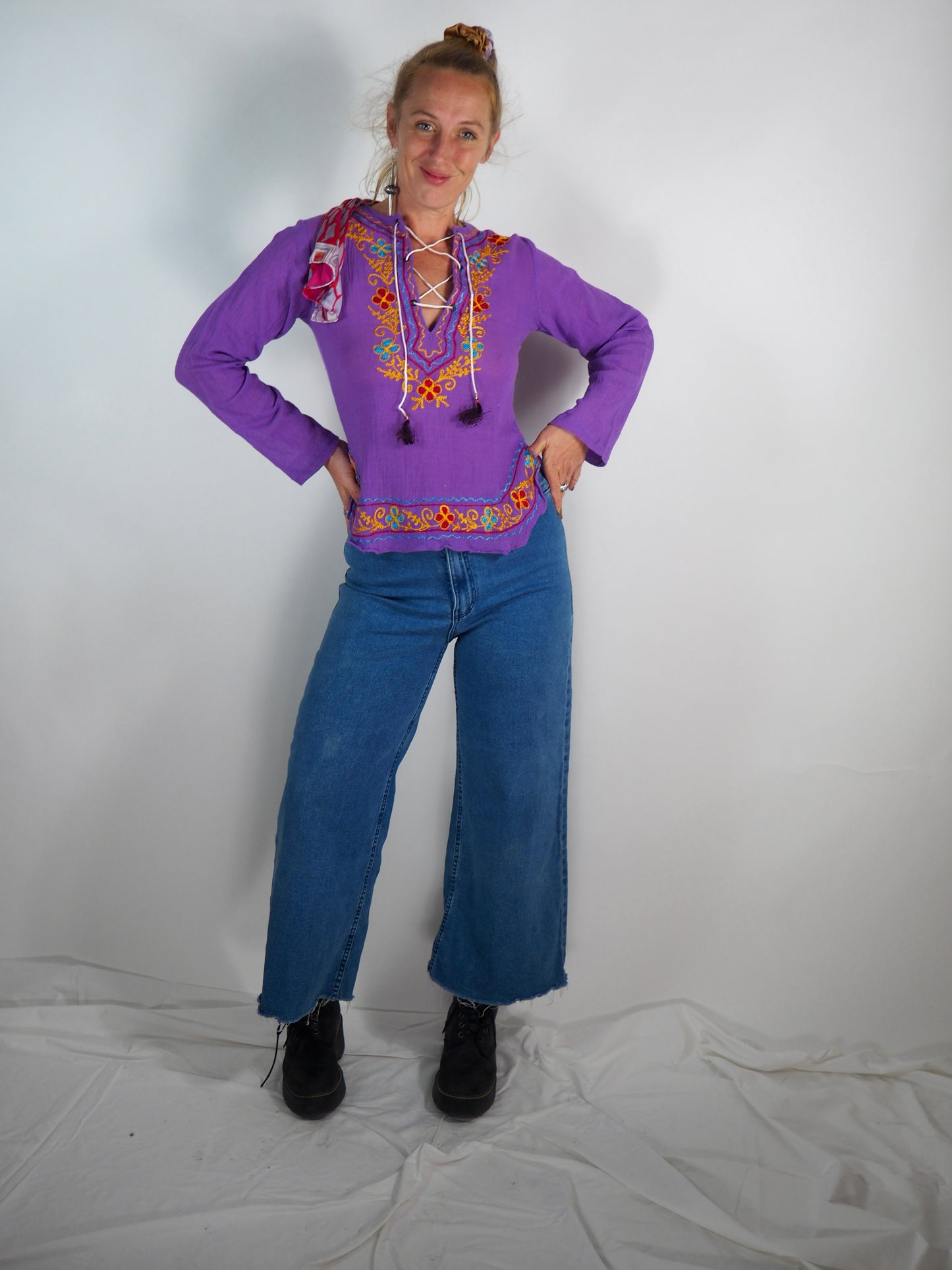 Vintage 1970s Indian Cotton Cheesecloth Blouse – Purple