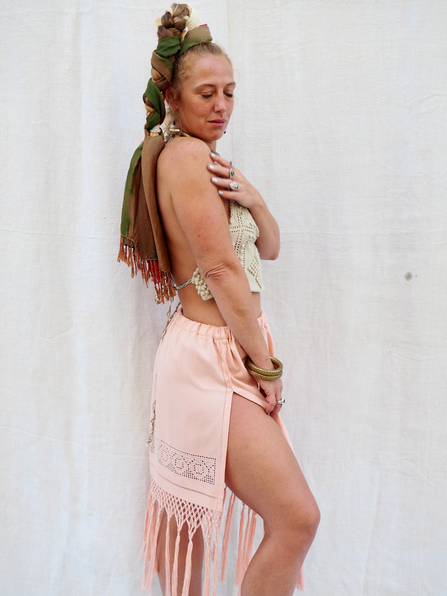 Up-cycled Vintage 1950s Tassel Trim Skirt – Handmade by Vagabond Ibiza