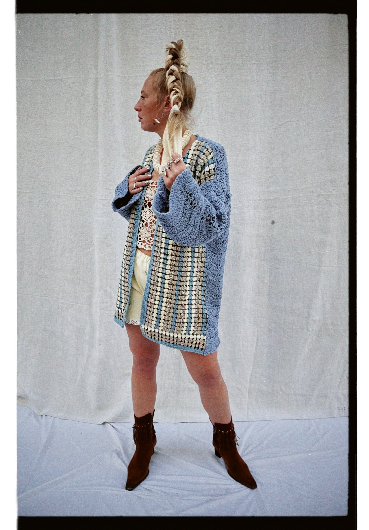 Up-cycled Vintage Crochet Wool Jacket – Handmade by Vagabond Ibiza