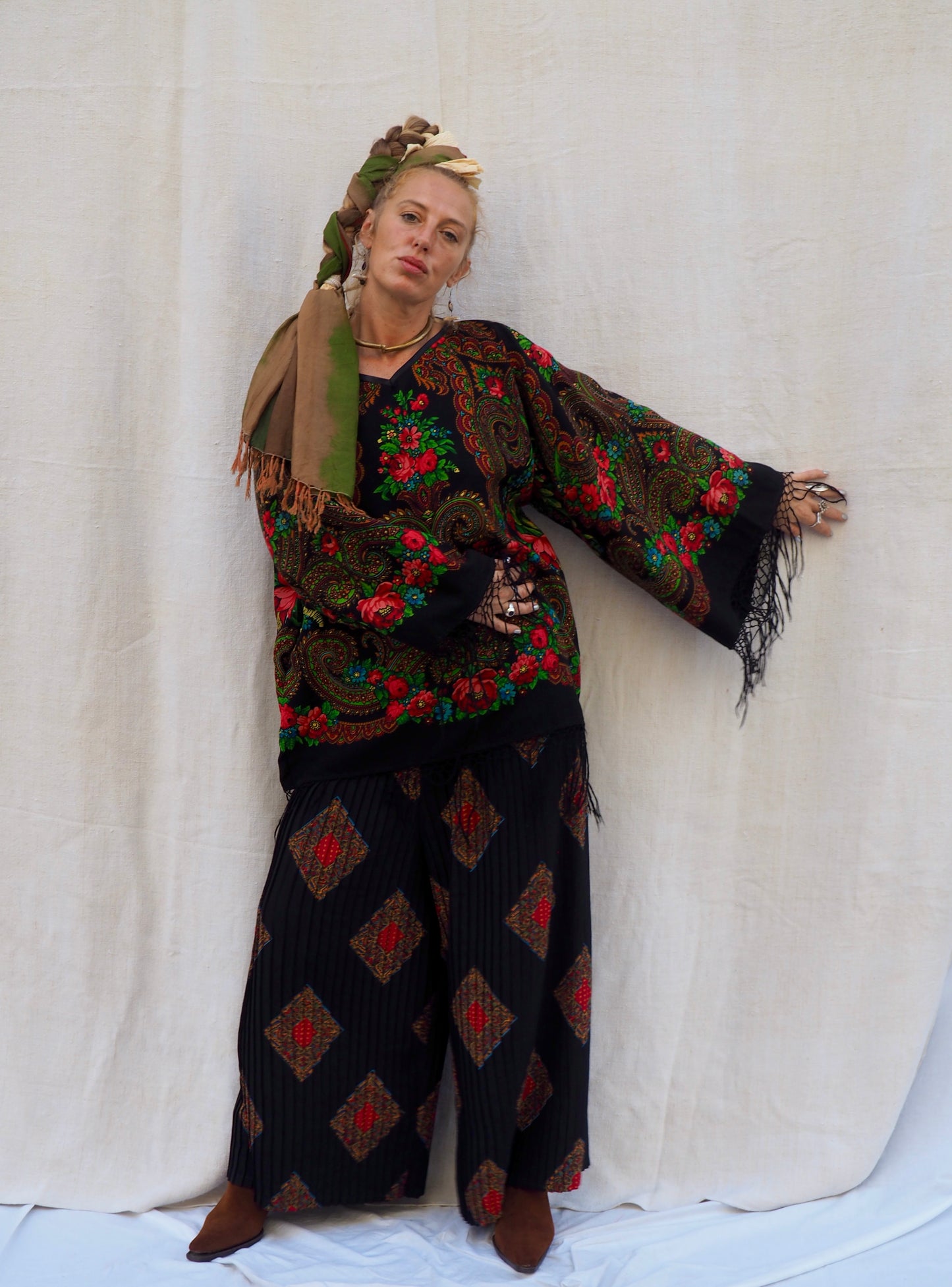 Up-cycled Vintage Eastern European Wool Shawl Dress/Top – Handmade by Vagabond Ibiza