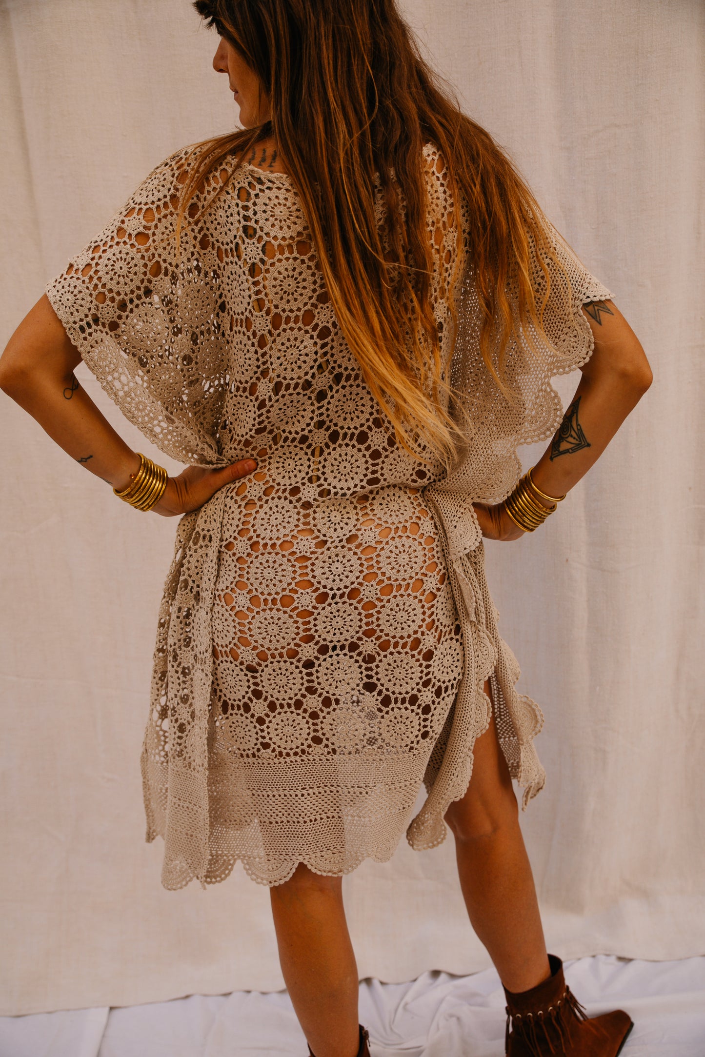 Vintage Handmade Crochet Kaftan Dress – Made by Vagabond Ibiza