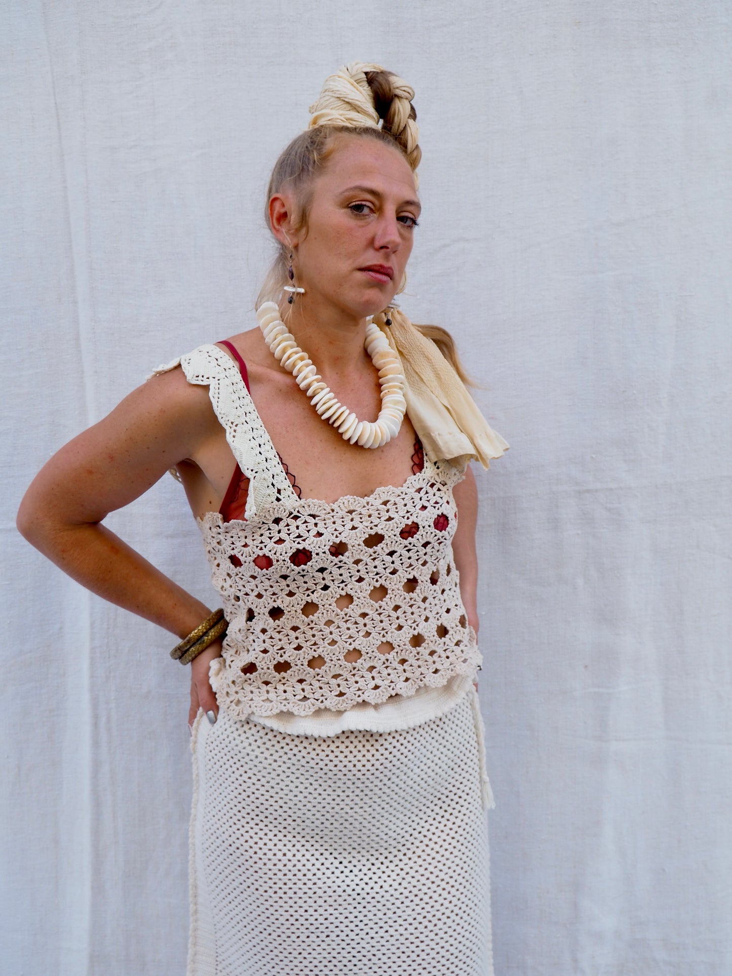 Up-cycled Vintage 1970s Crochet Top – Handmade by Vagabond Ibiza