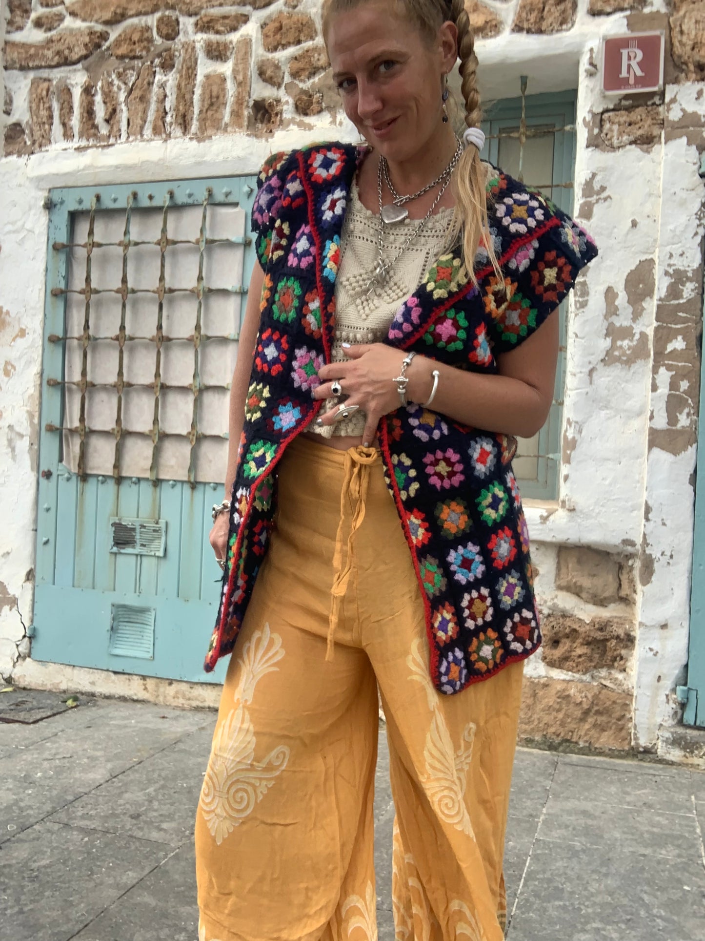 Up-cycled Vintage Wool Crochet Waistcoat – Handmade by Vagabond Ibiza