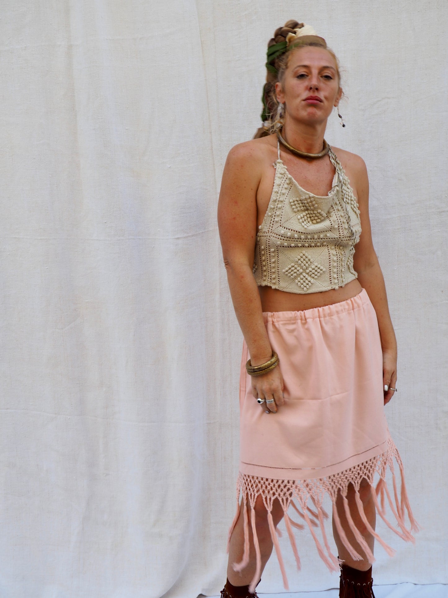 Up-cycled Vintage 1950s Tassel Trim Skirt – Handmade by Vagabond Ibiza