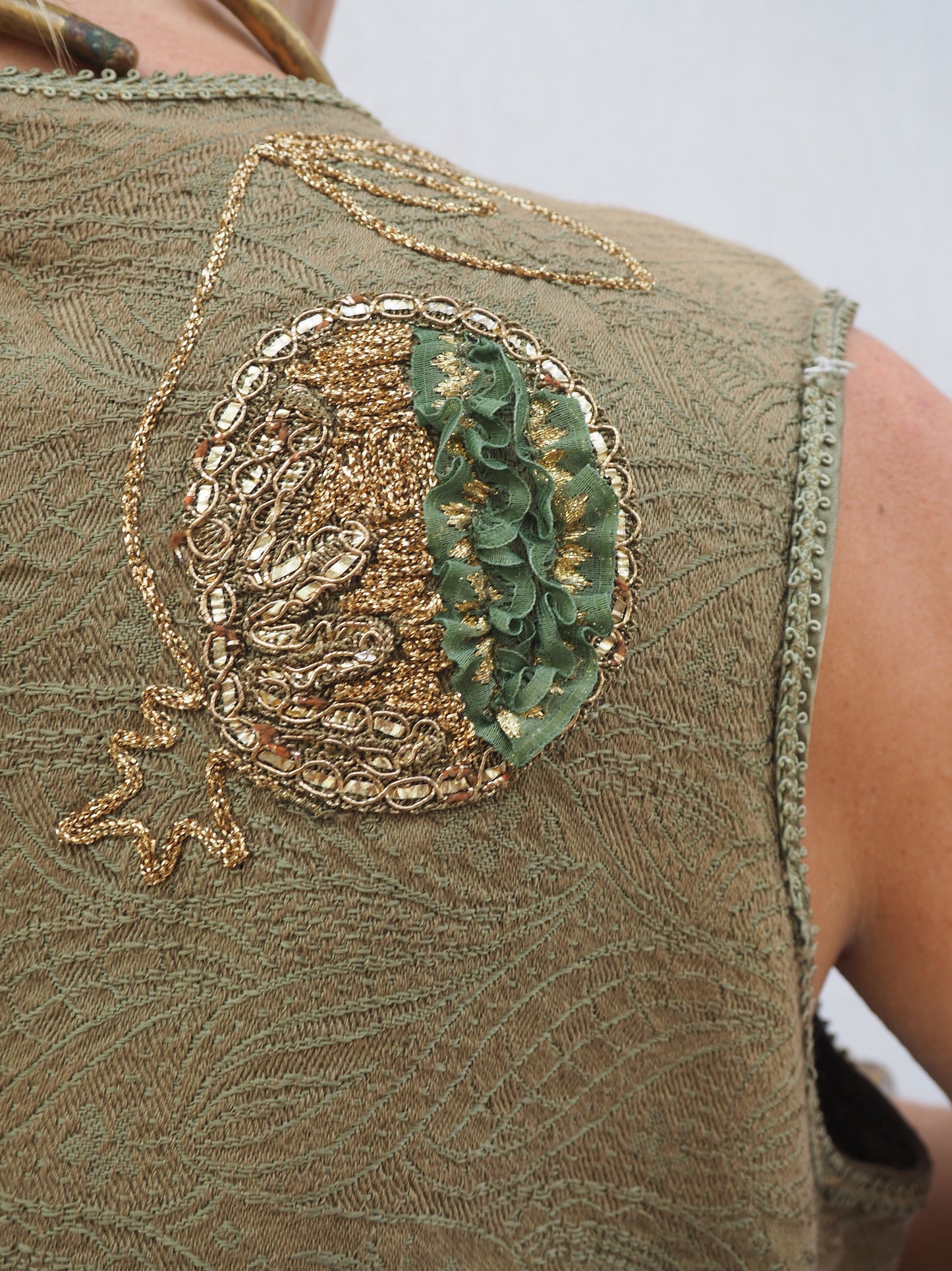 Vintage 1970s Embroidered Patch Waistcoat