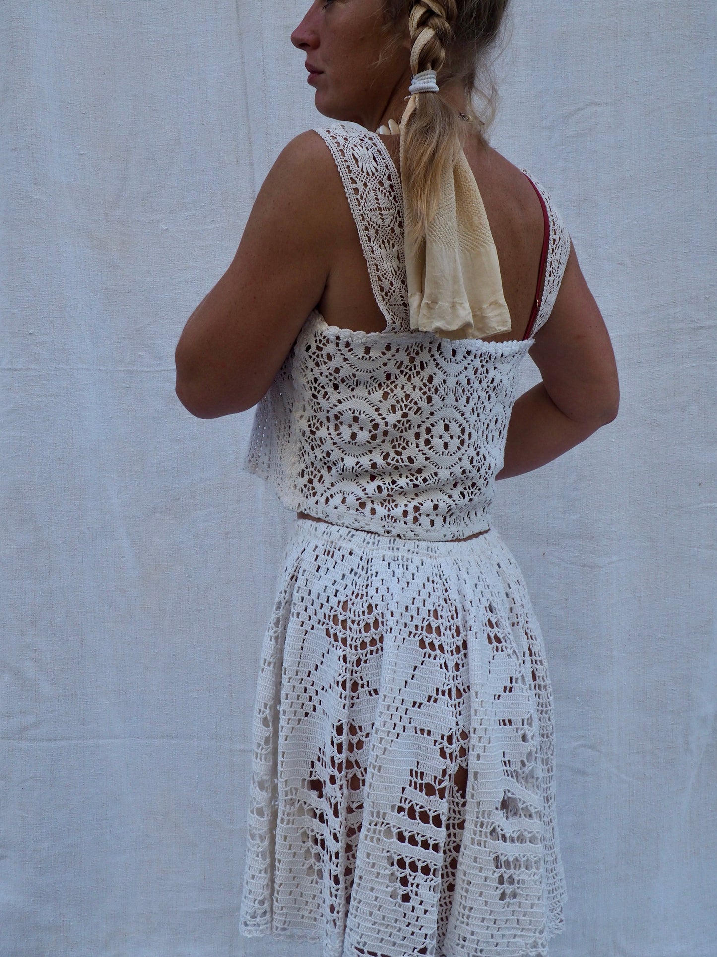 Up-cycled Vintage Crochet Crop Top – Handmade Bohemian Style