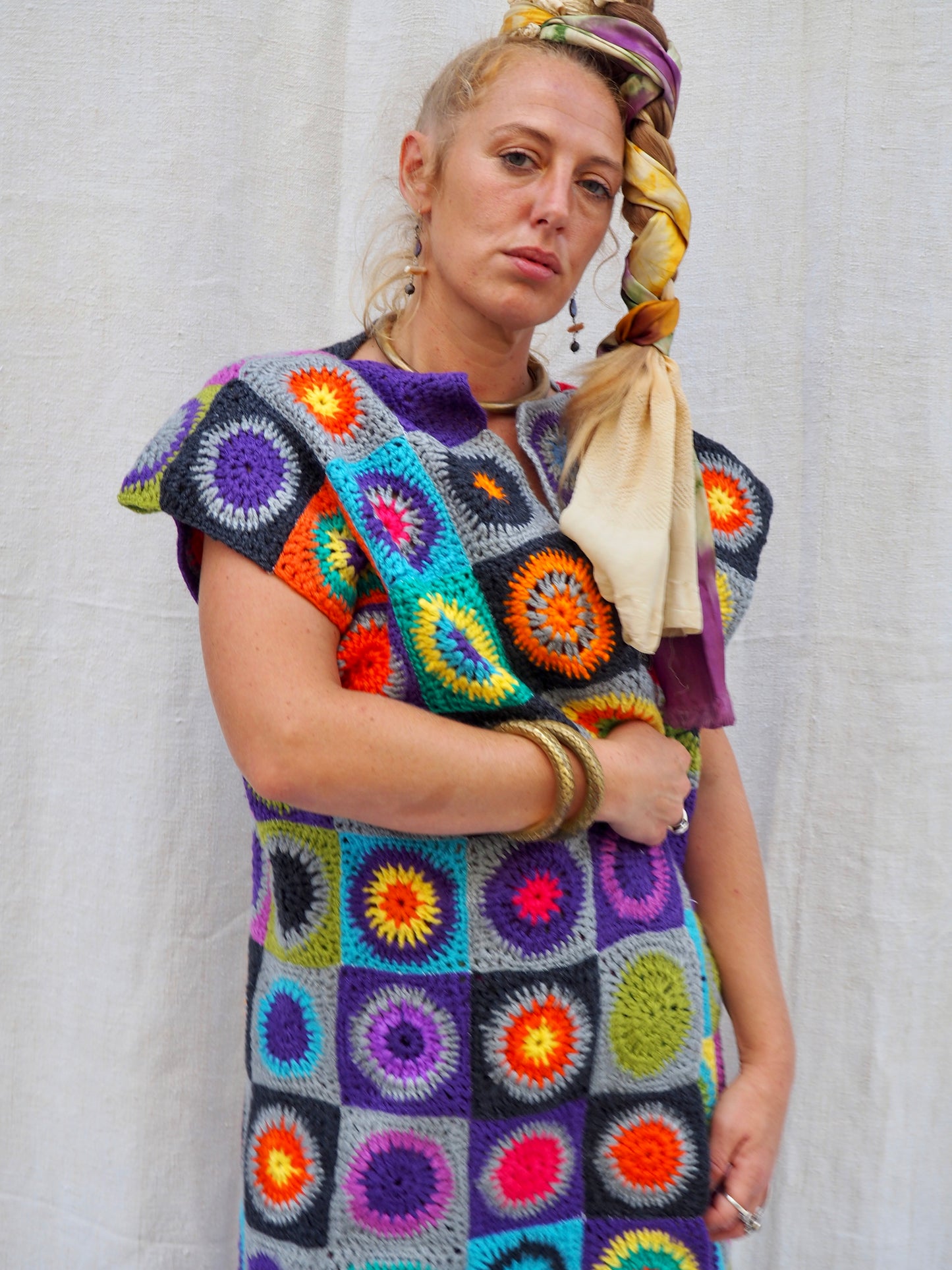 Up-cycled Vintage Wool Granny Crochet Waistcoat – Handmade by Vagabond Ibiza