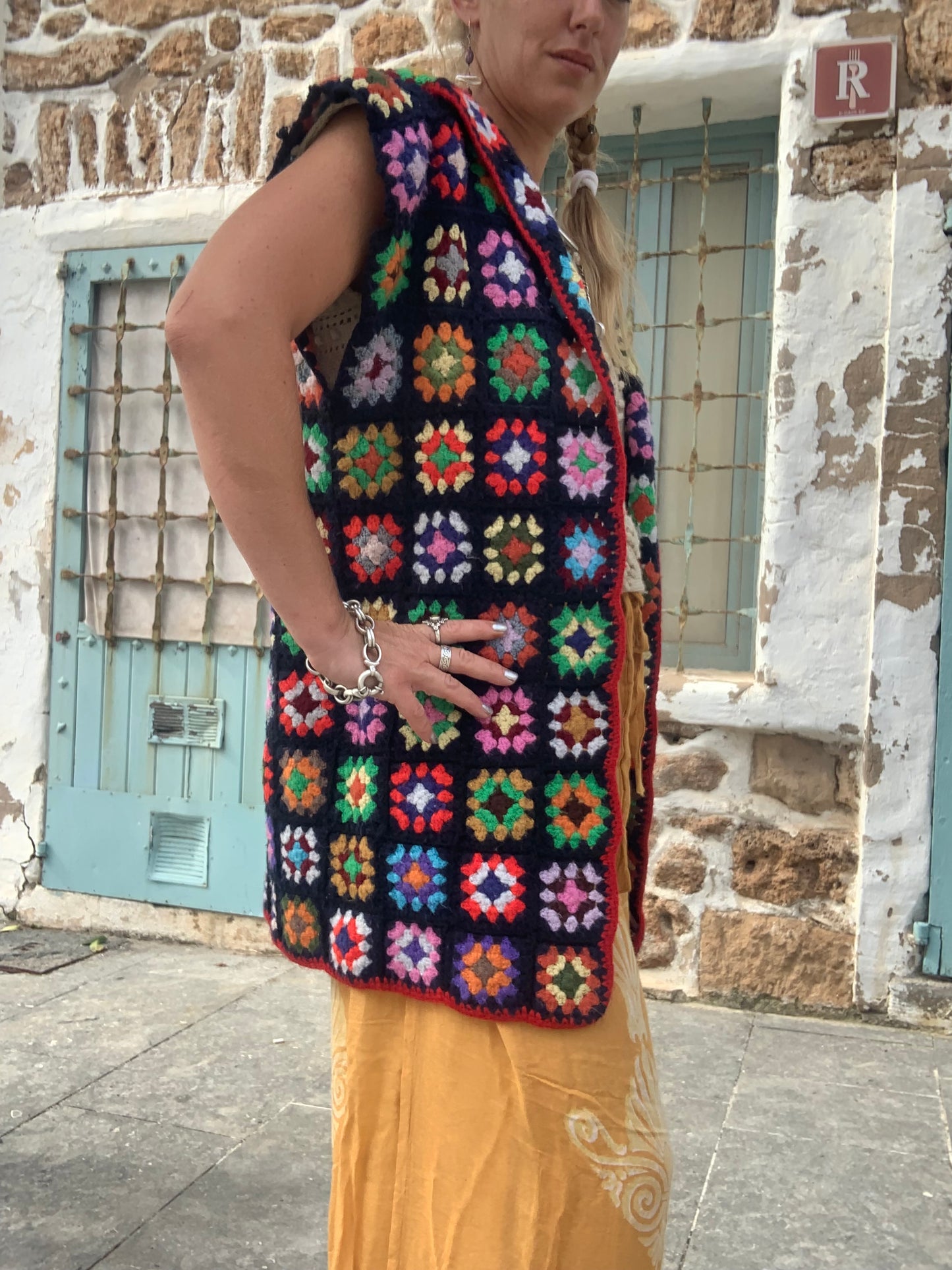 Up-cycled Vintage Wool Crochet Waistcoat – Handmade by Vagabond Ibiza