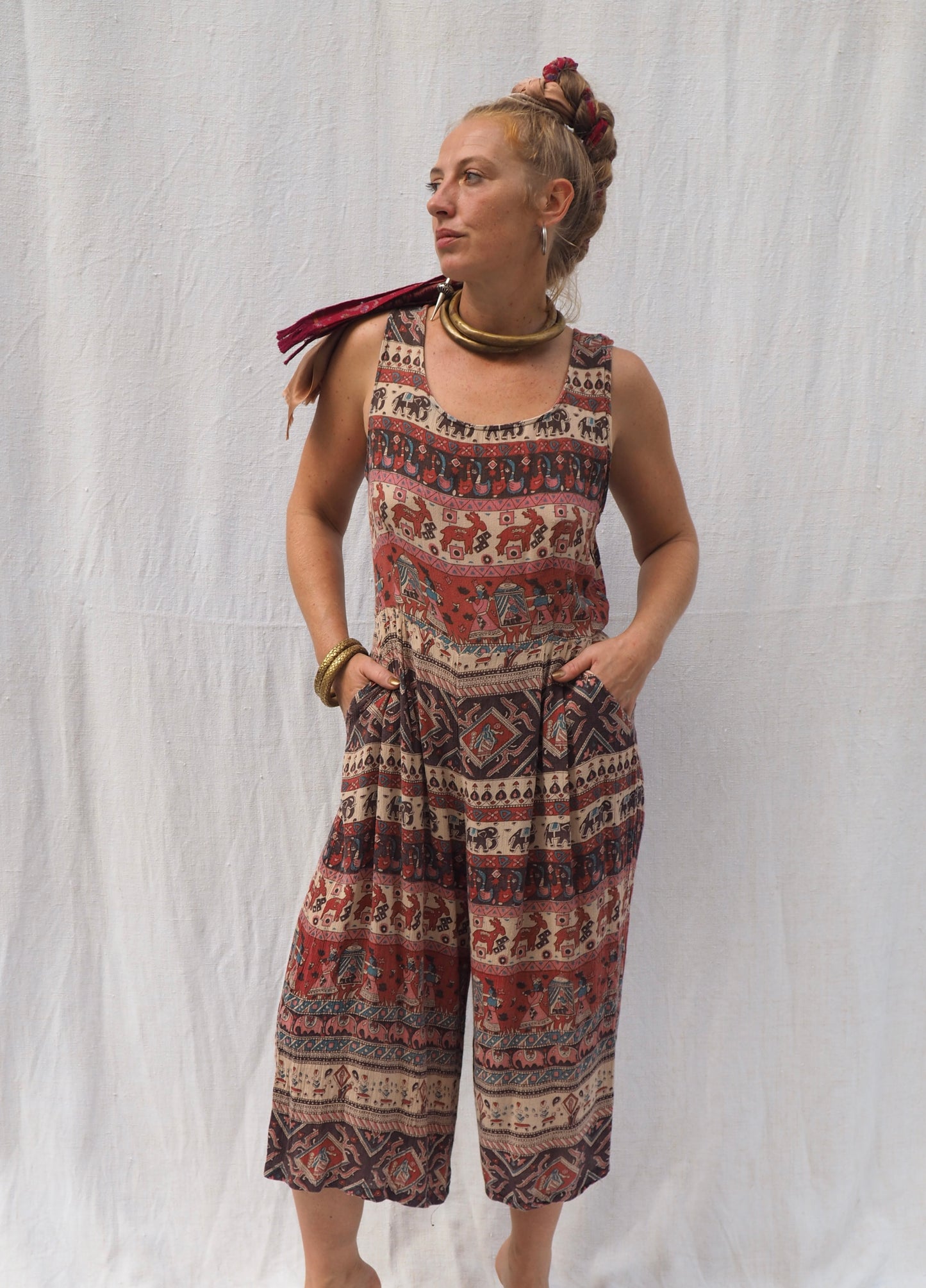 Vintage 1970s Indian Cotton Jumpsuit