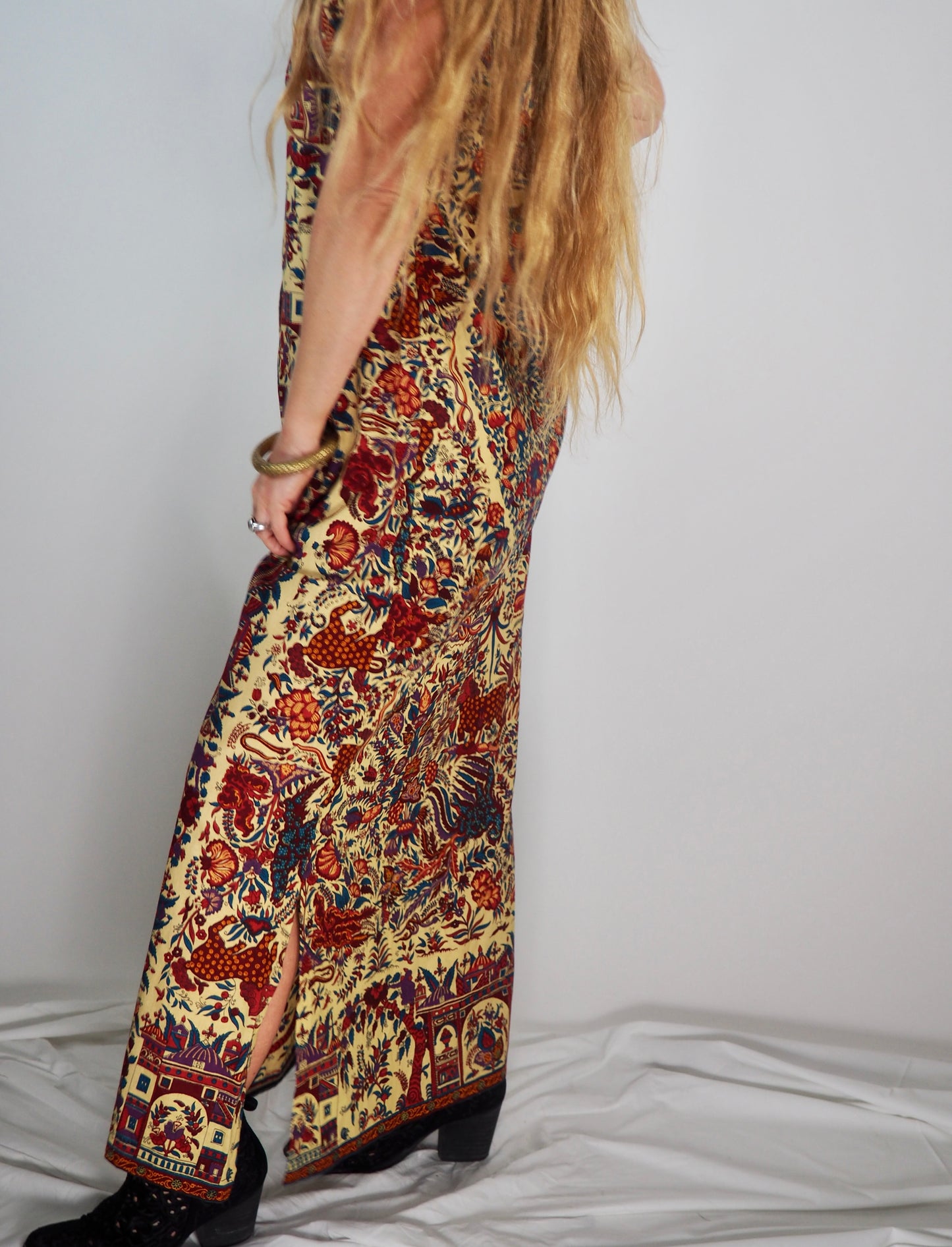 Vintage 1970s Printed Cotton Dress with bold print