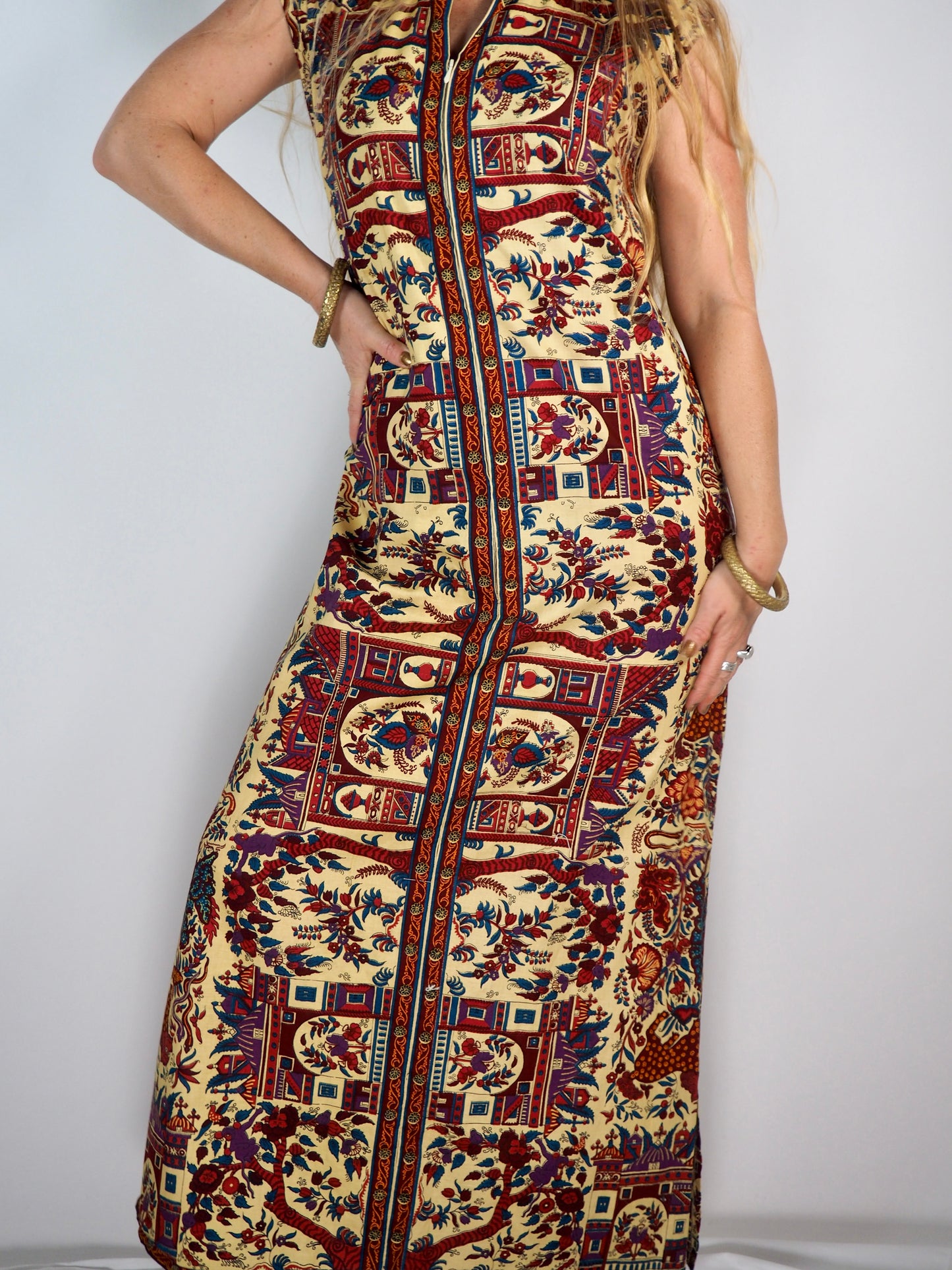 Vintage 1970s Printed Cotton Dress with bold print