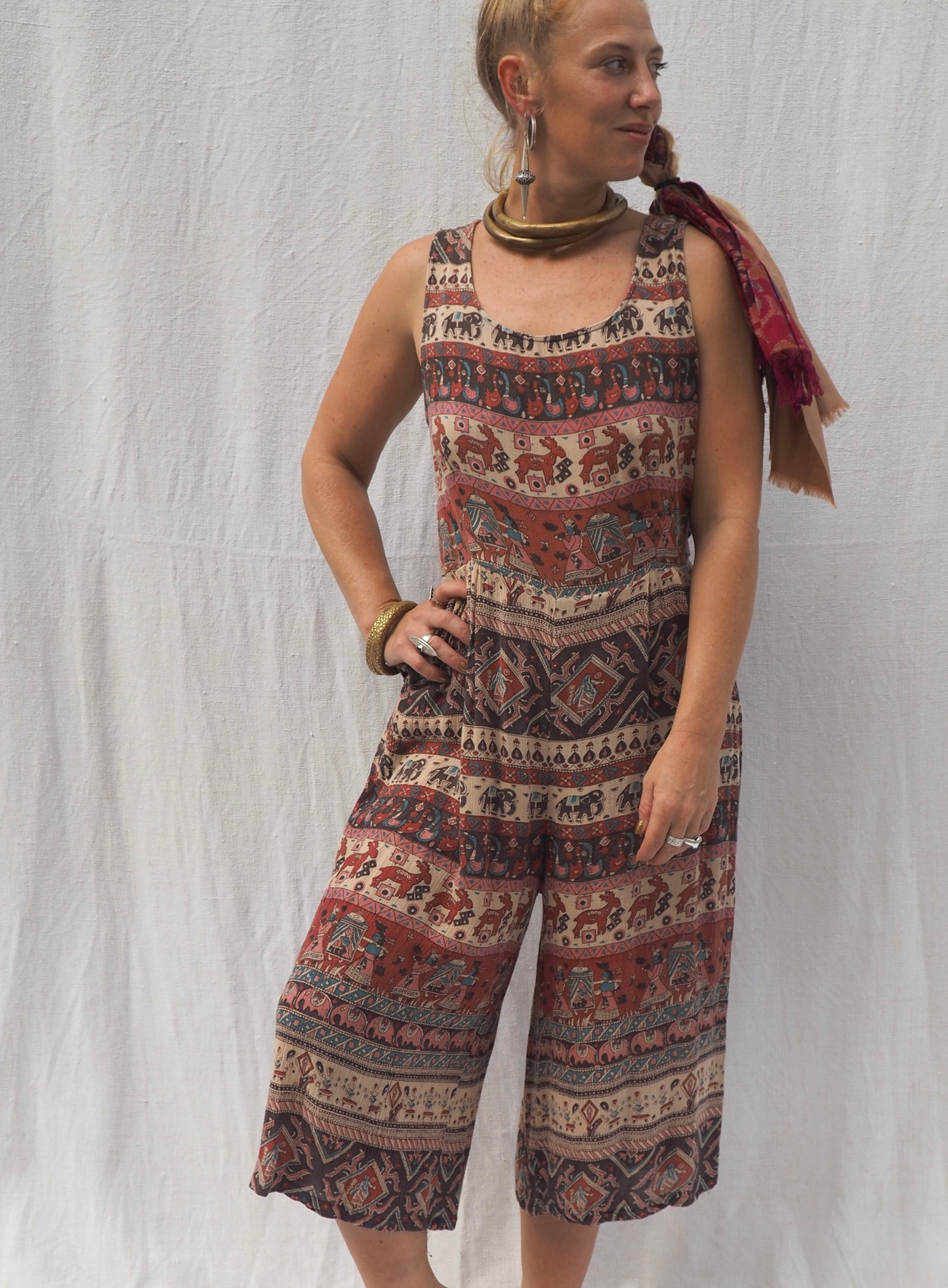 Vintage 1970s Indian Cotton Jumpsuit