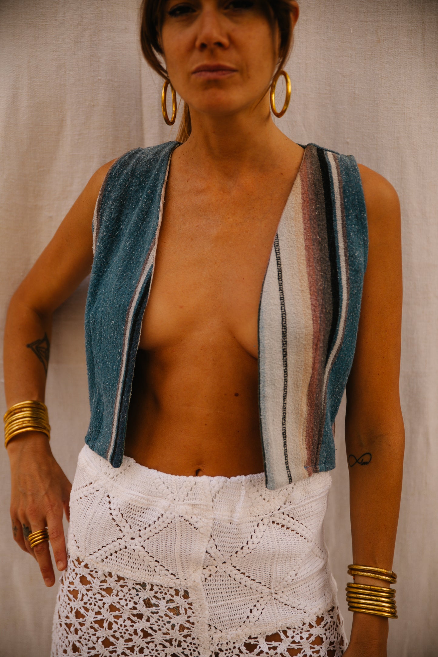 Up-cycled Vintage Mexican Textile Waistcoat – Handmade by Vagabond Ibiza