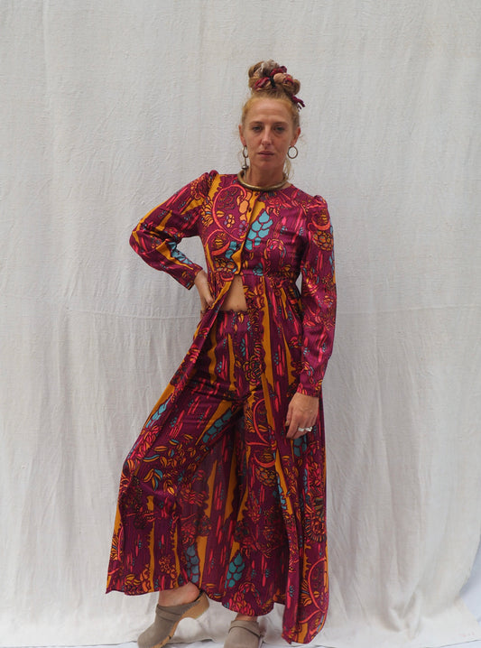 Vintage 1970s Abstract Print Two-Piece Set