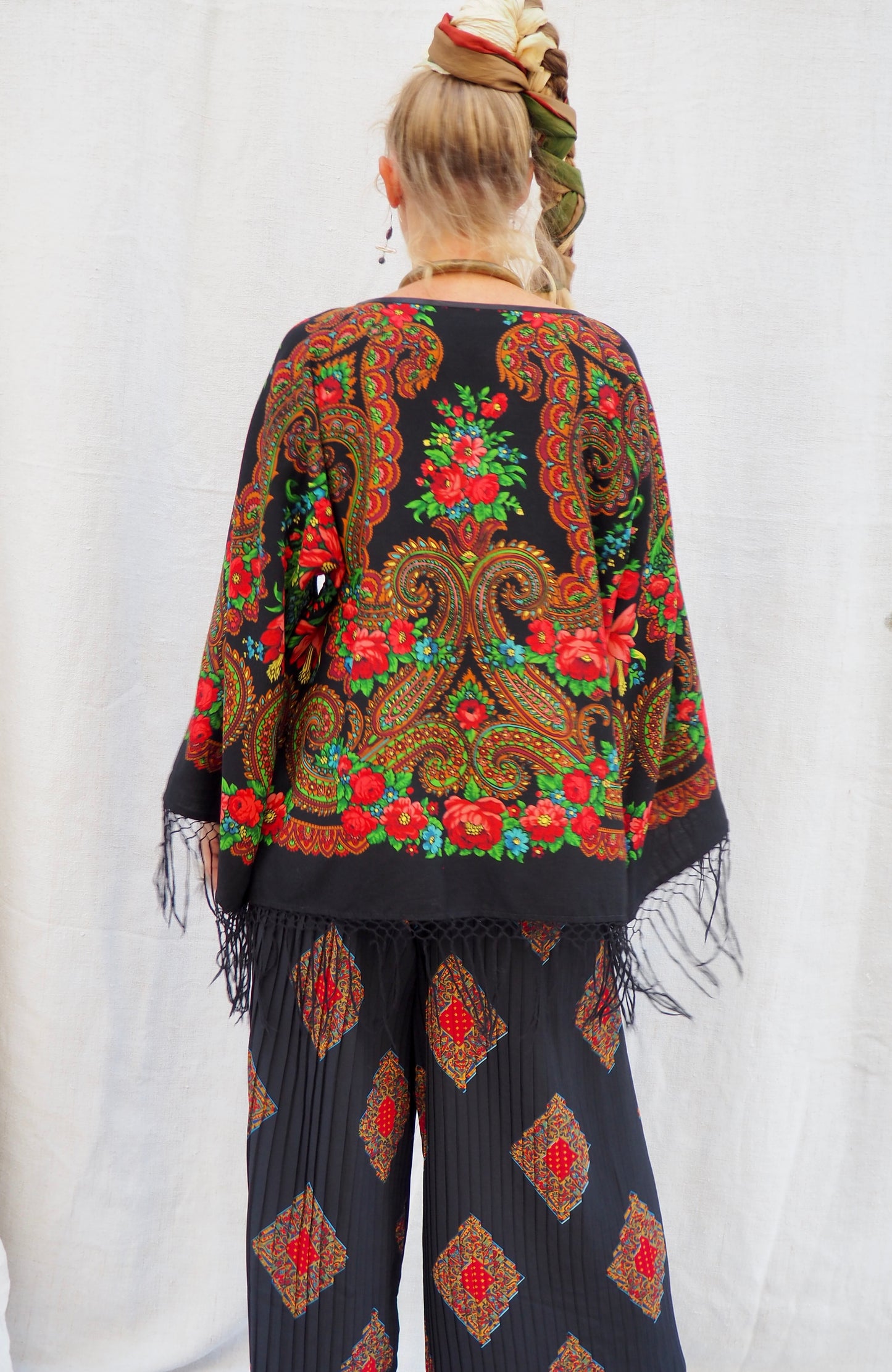 Up-cycled Vintage Eastern European Wool Shawl Dress/Top – Handmade by Vagabond Ibiza