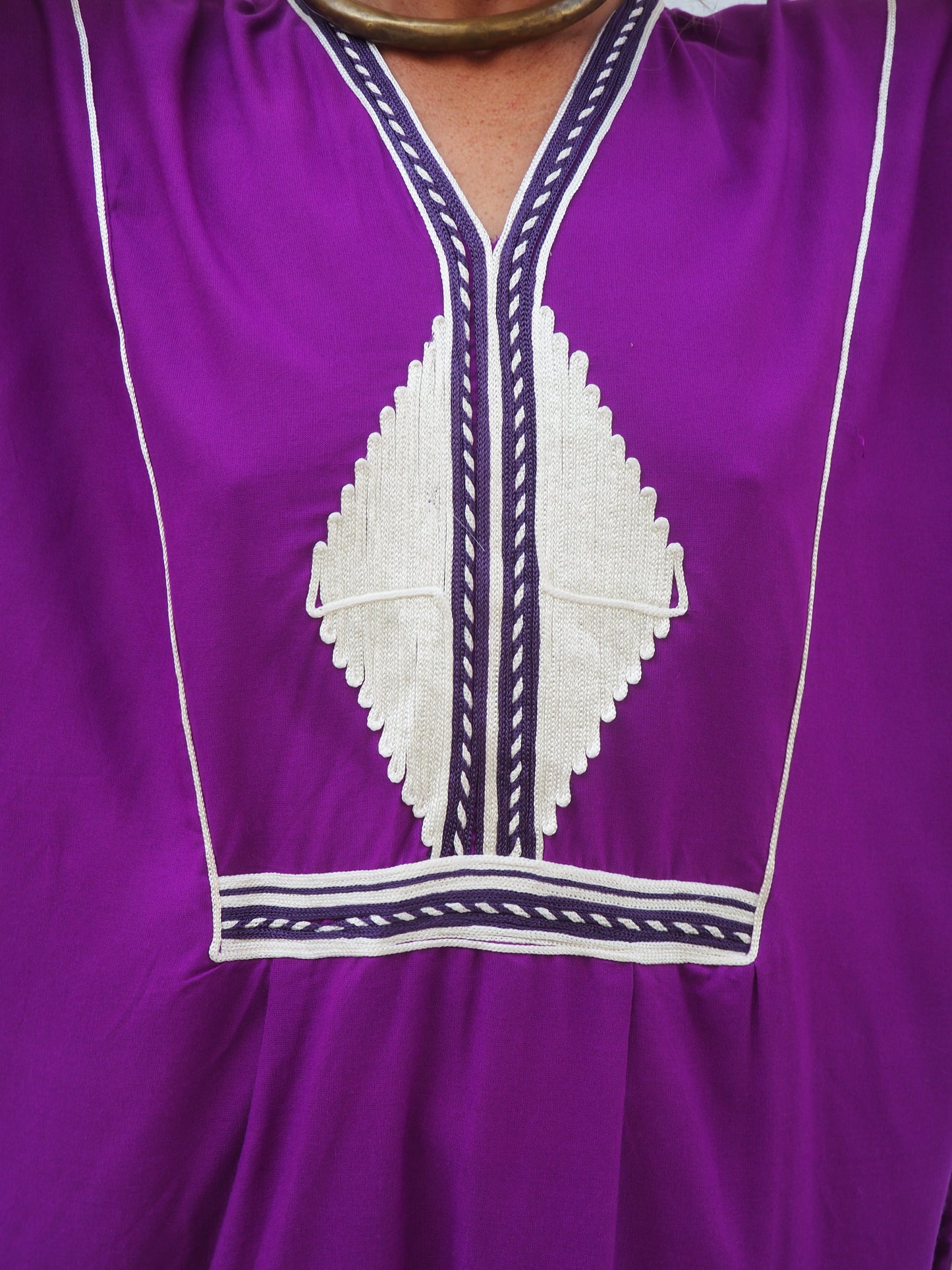 Vintage Purple Kaftan with Silver Embroidery