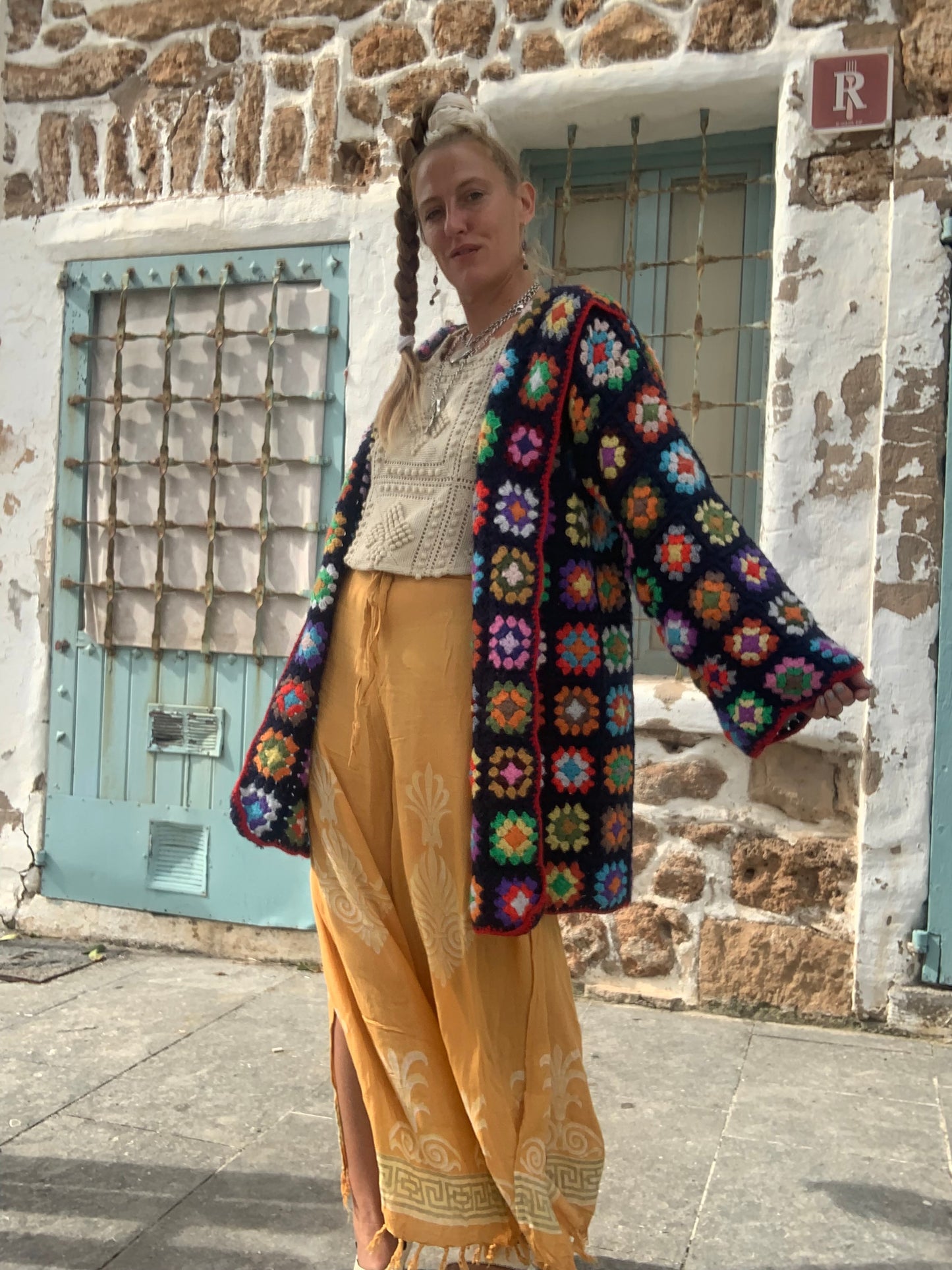 Upcycled Vintage Wool Crochet Jacket – Handmade by Vagabond Ibiza