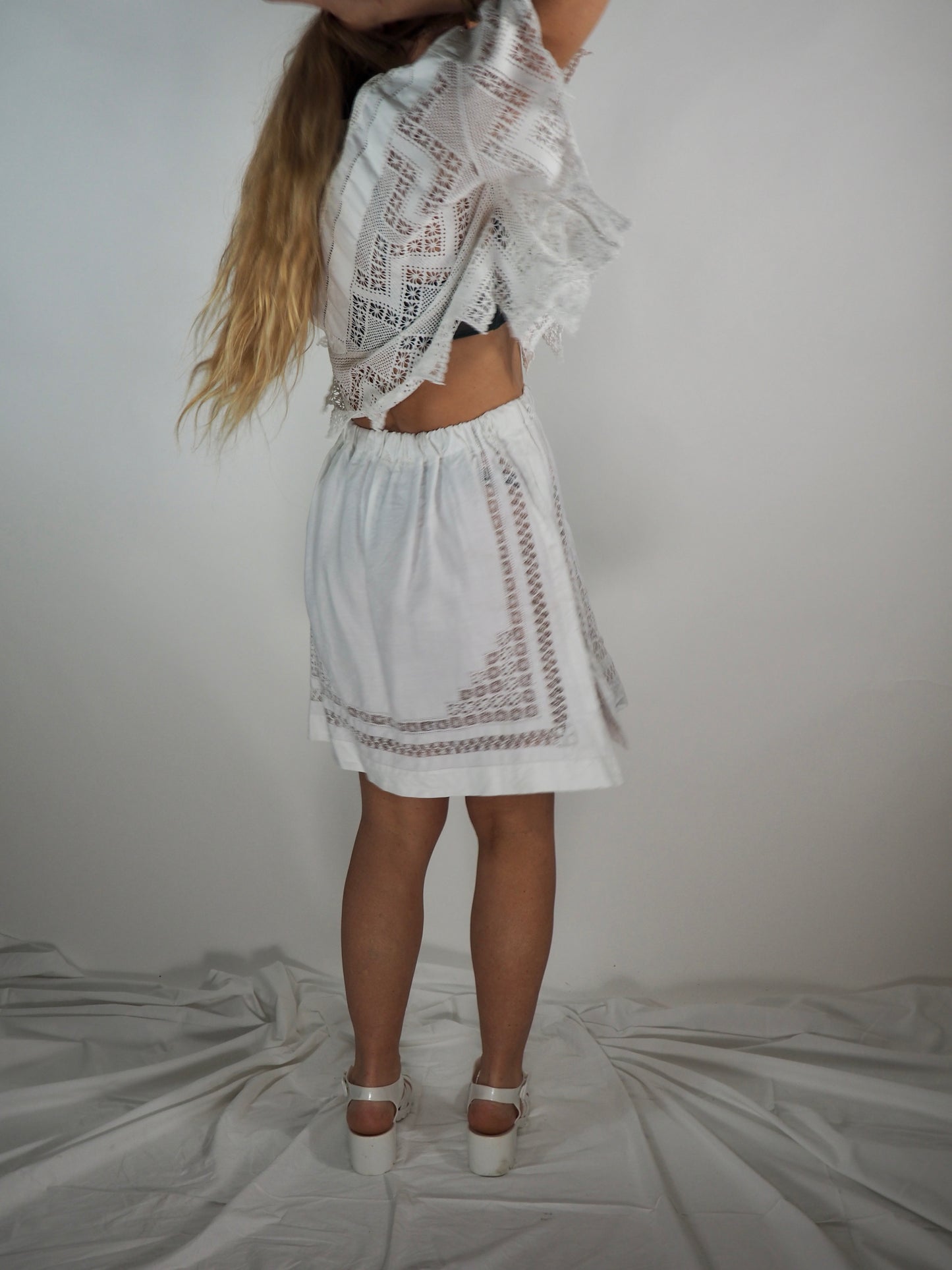 Handmade Upcycled Vintage French Cotton Skirt by Vagabond Ibiza