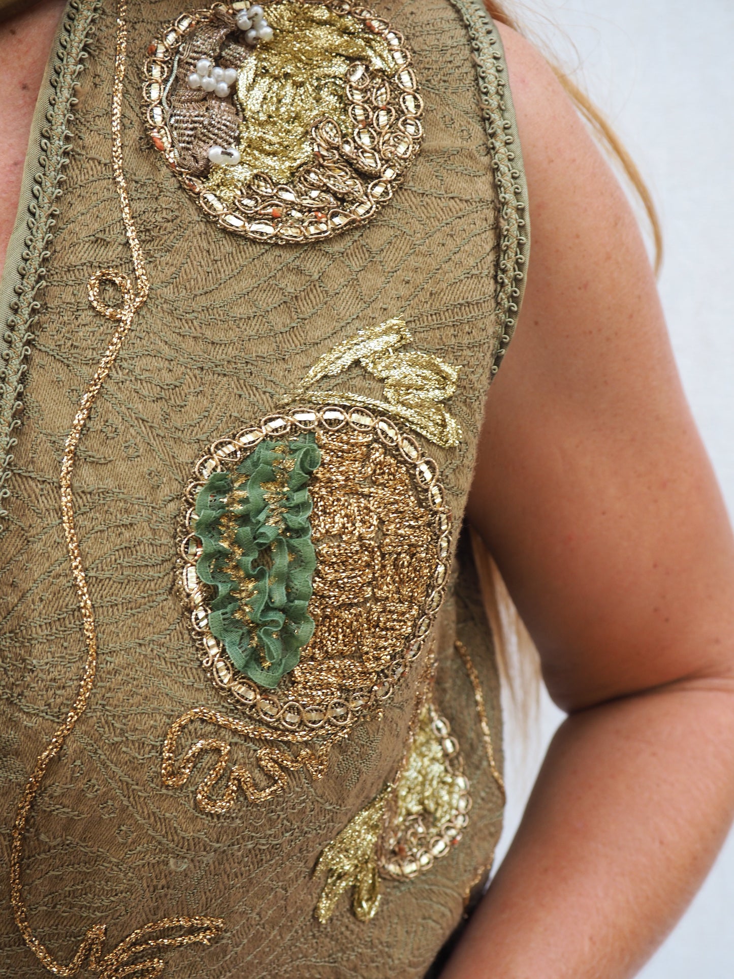 Vintage 1970s Embroidered Patch Waistcoat