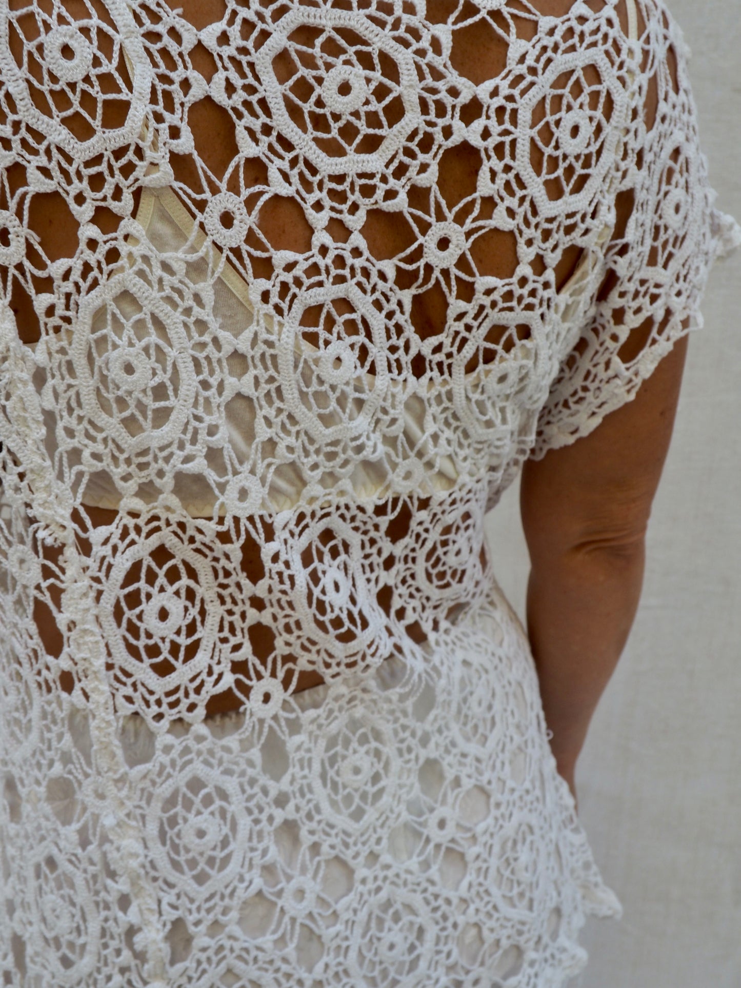 Up-cycled Vintage Crochet Lace Top – Handmade by Vagabond Ibiza