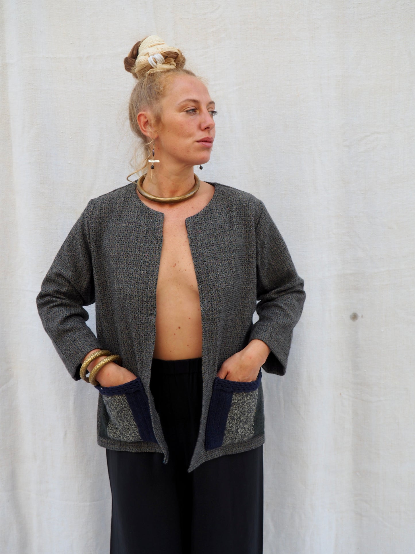 Up-cycled Wool & Silk Jacket – Handmade by Vagabond Ibiza