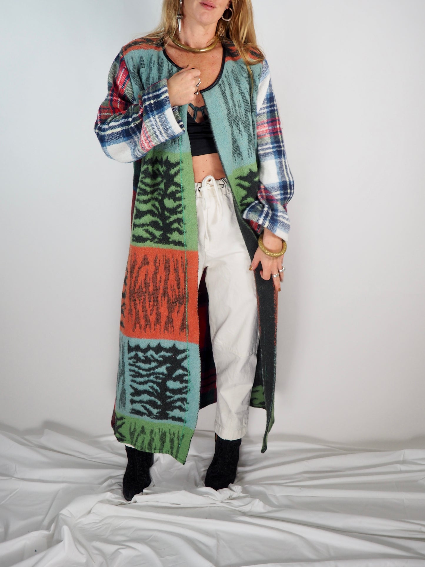 Vintage 1970s Upcycled Wall Blanket Coat by Vagabond Ibiza