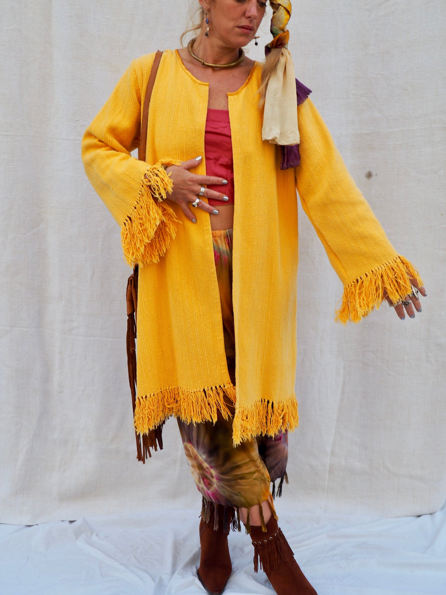 Up-cycled Vintage Cotton Jacket with Tassel Trim – Handmade Bohemian Style