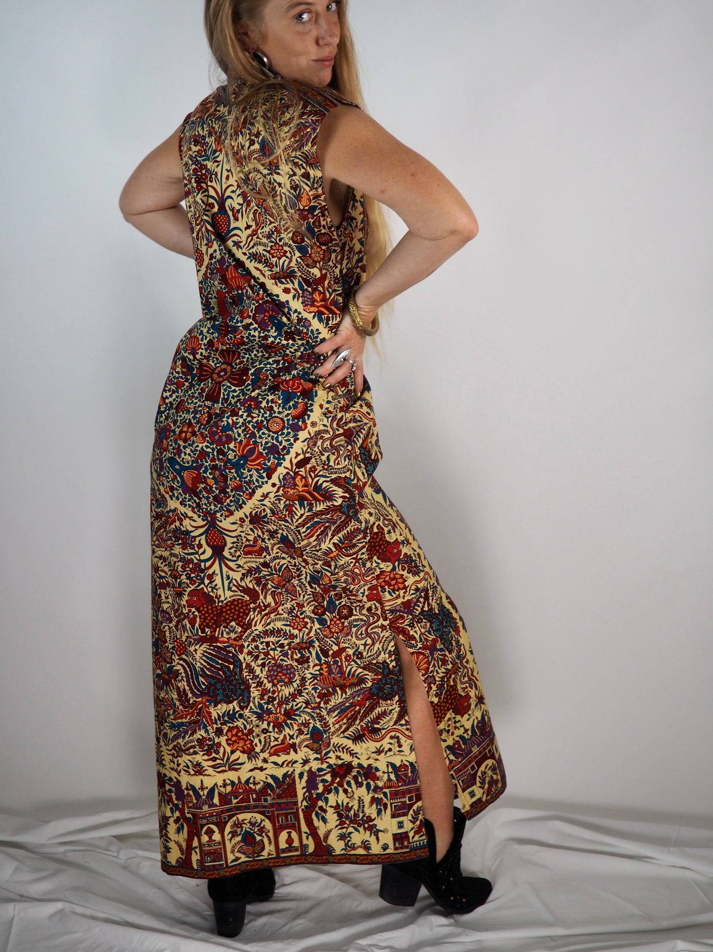 Vintage 1970s Printed Cotton Dress with bold print