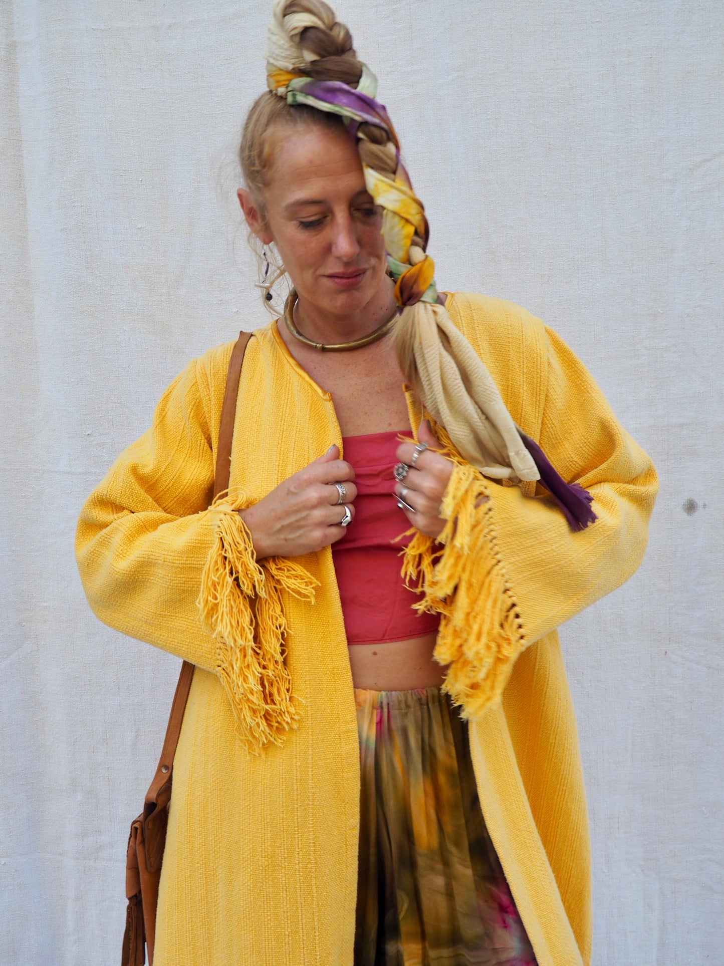 Up-cycled Vintage Cotton Jacket with Tassel Trim – Handmade Bohemian Style